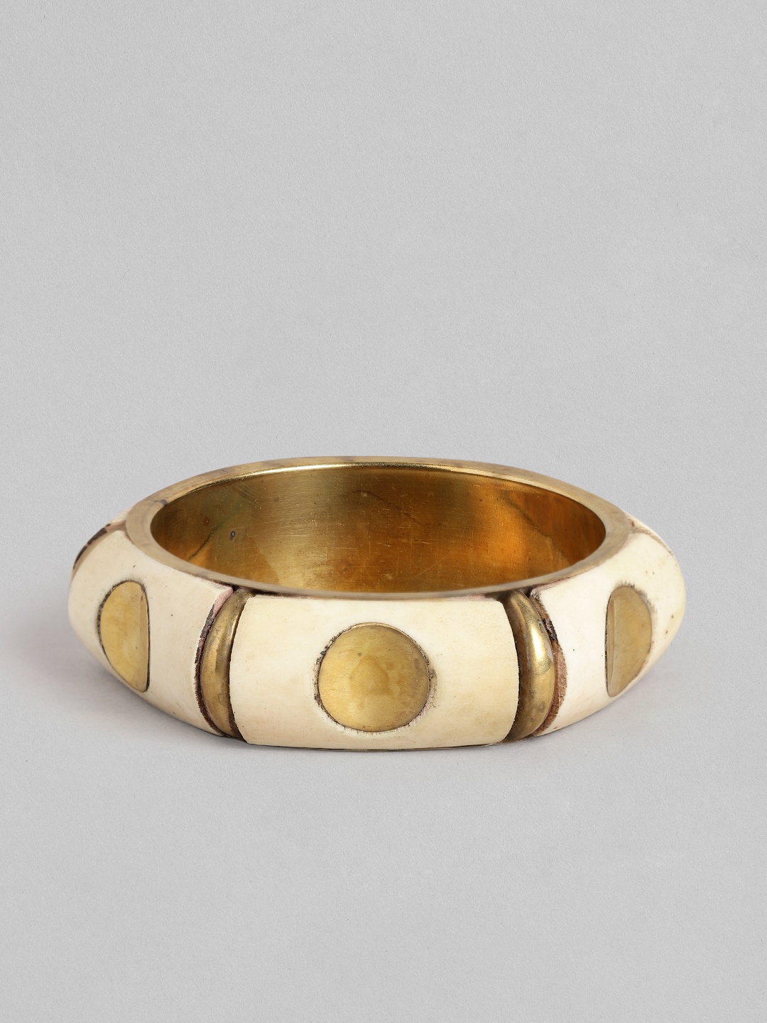 

Rang Gali Women Cream-Coloured Labradorite Tribal Gold-Plated Bangle-Style Bracelet