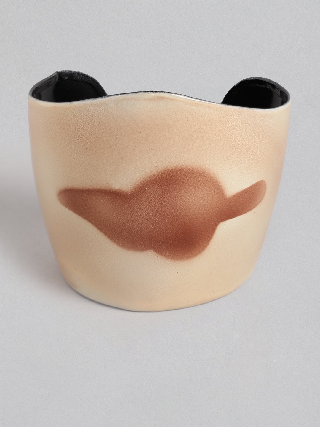 

Rang Gali Women Enamelled Rhodium-Plated Cuff Bracelet, Beige