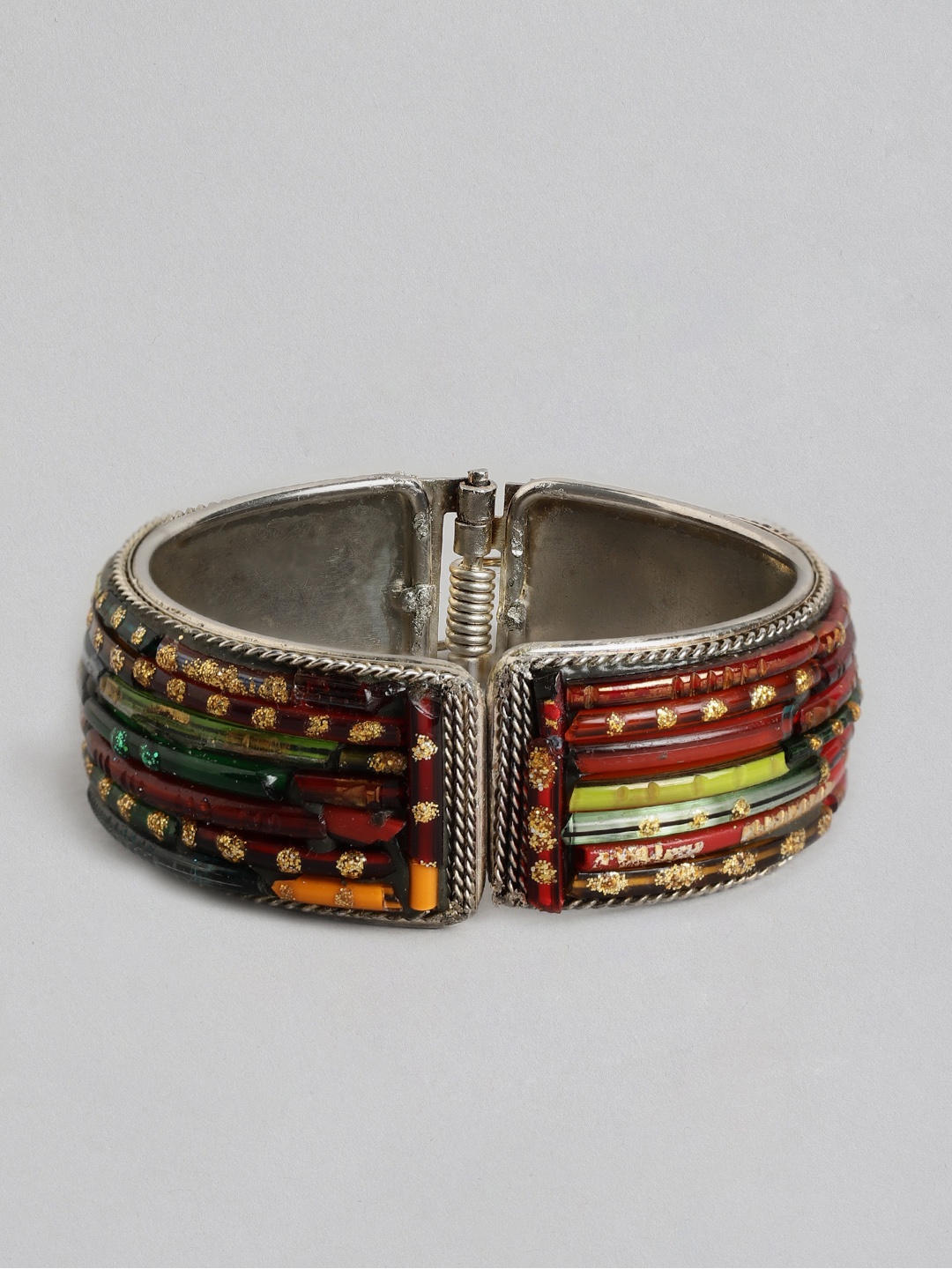 

Rang Gali Women Brass Tribal Silver-Plated Cuff Bracelet, Multi
