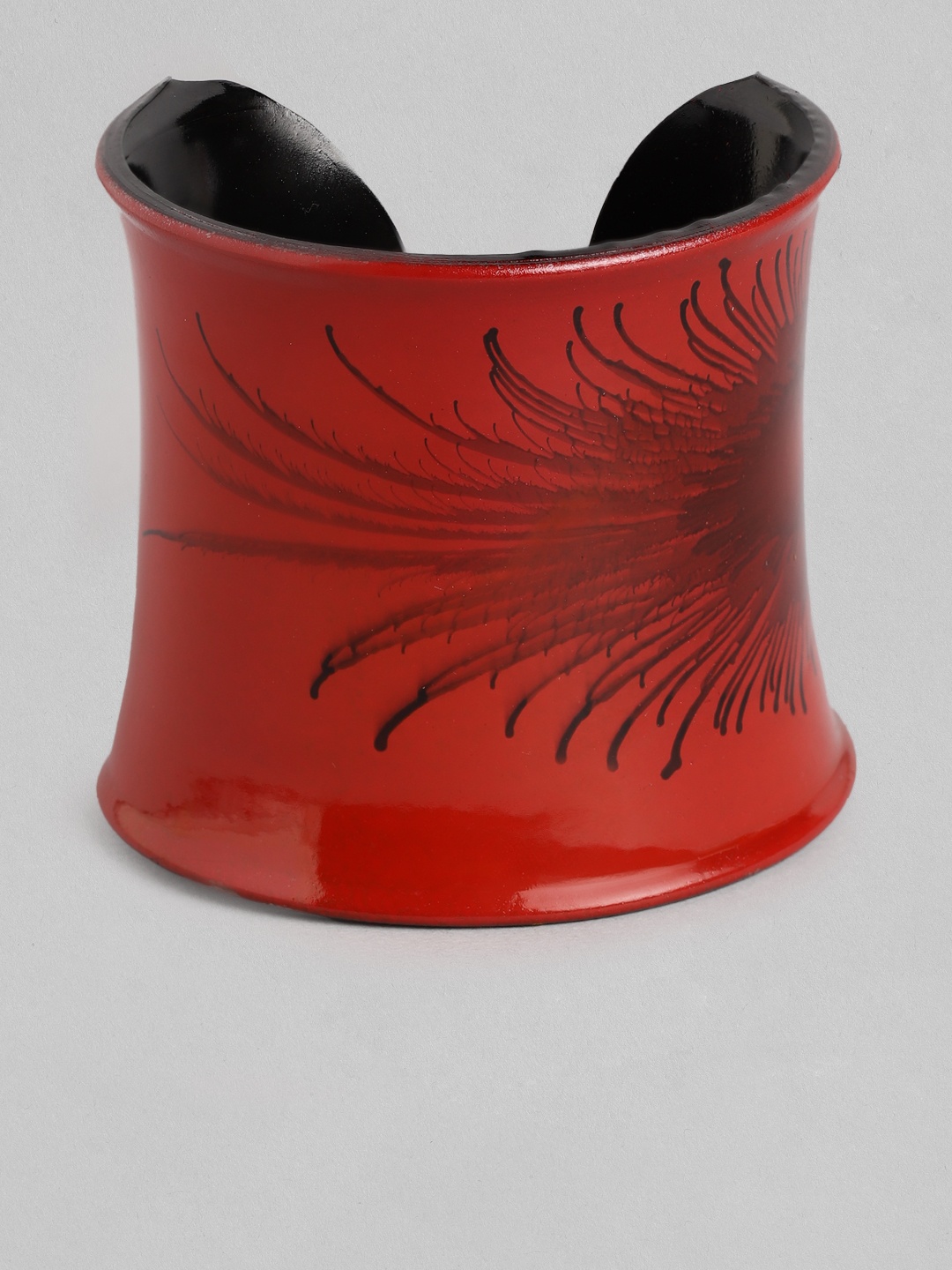

Rang Gali Women Enamelled Silver-Plated Cuff Bracelet, Red