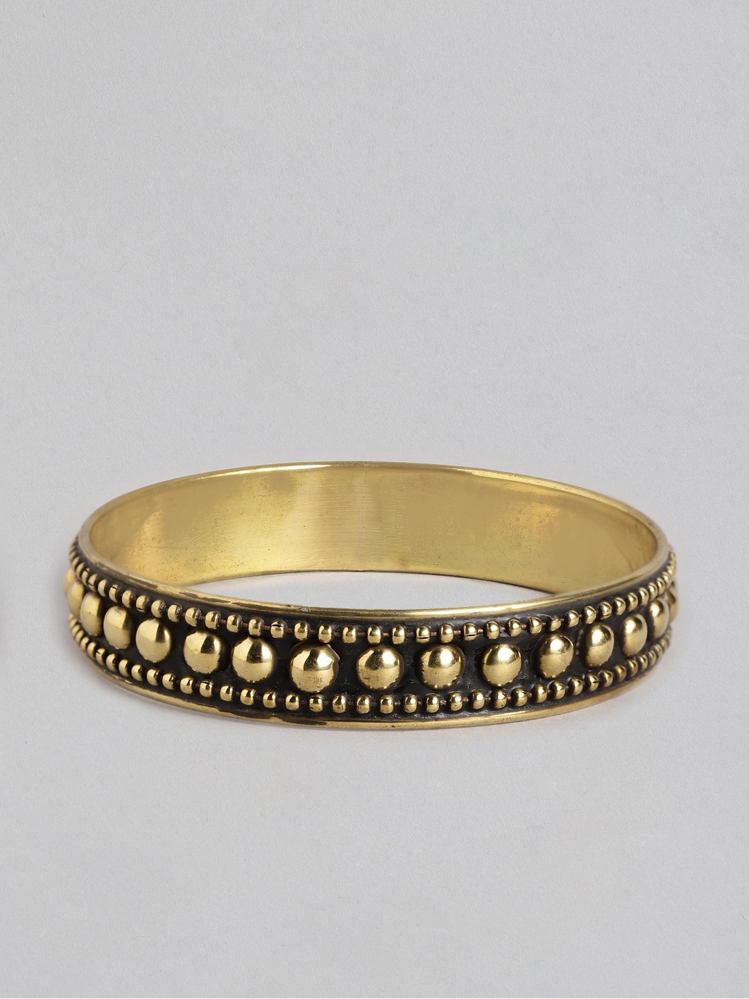 

Rang Gali Women Brass Tribal Gold-Plated Bangle-Style Bracelet, Black