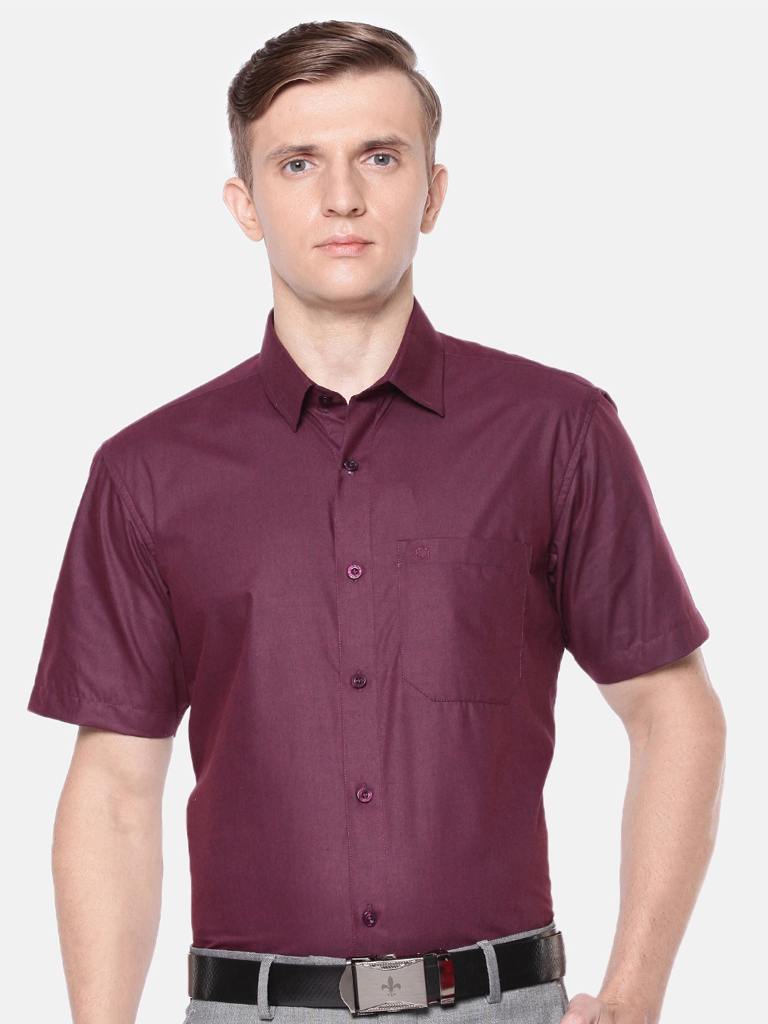 

Jansons Men Formal Shirt, Burgundy