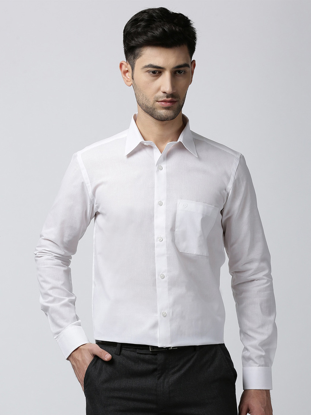 

Jansons Men Formal Cotton Shirt, White
