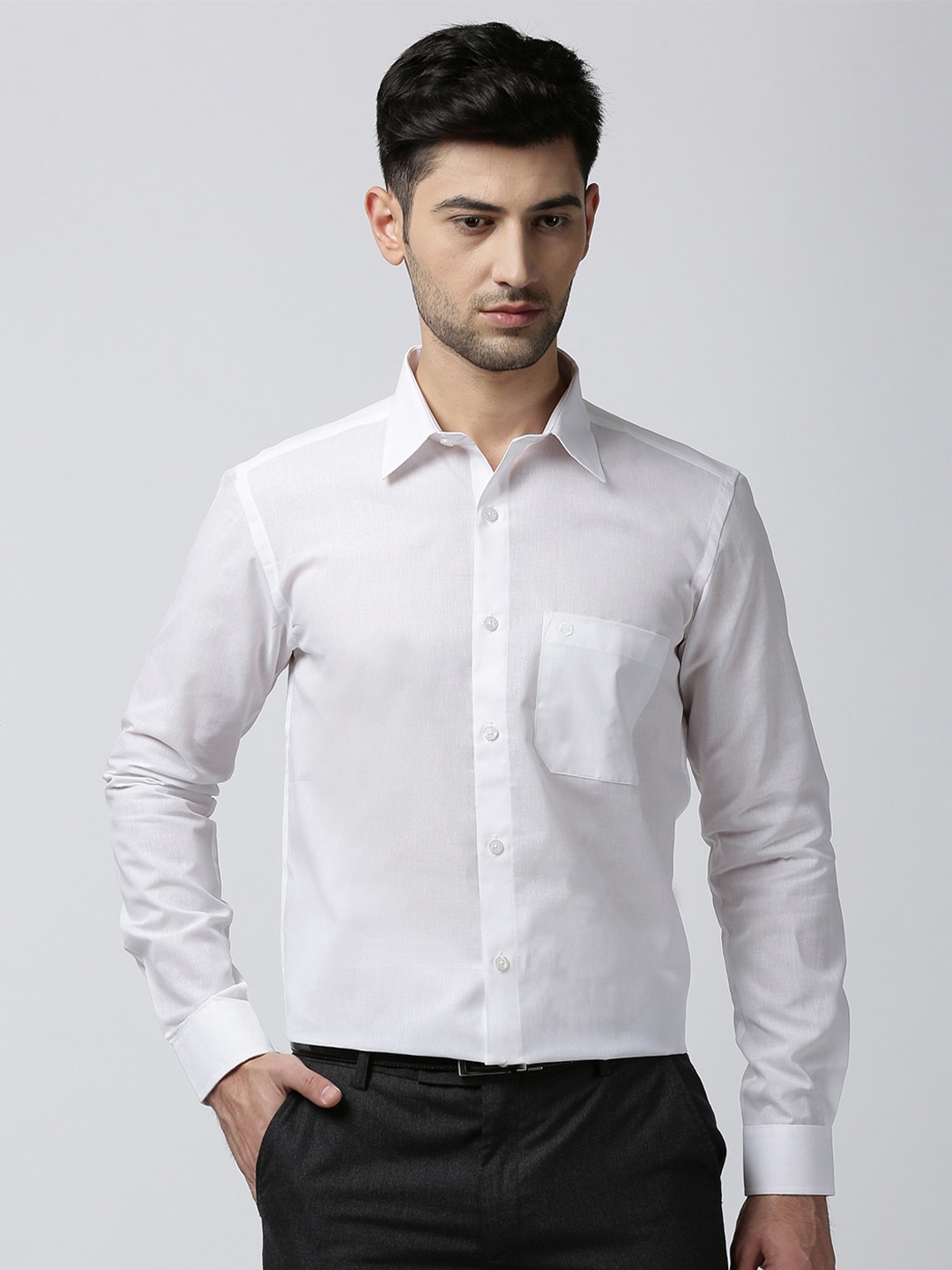 

Jansons Men Formal Cotton Shirt, White
