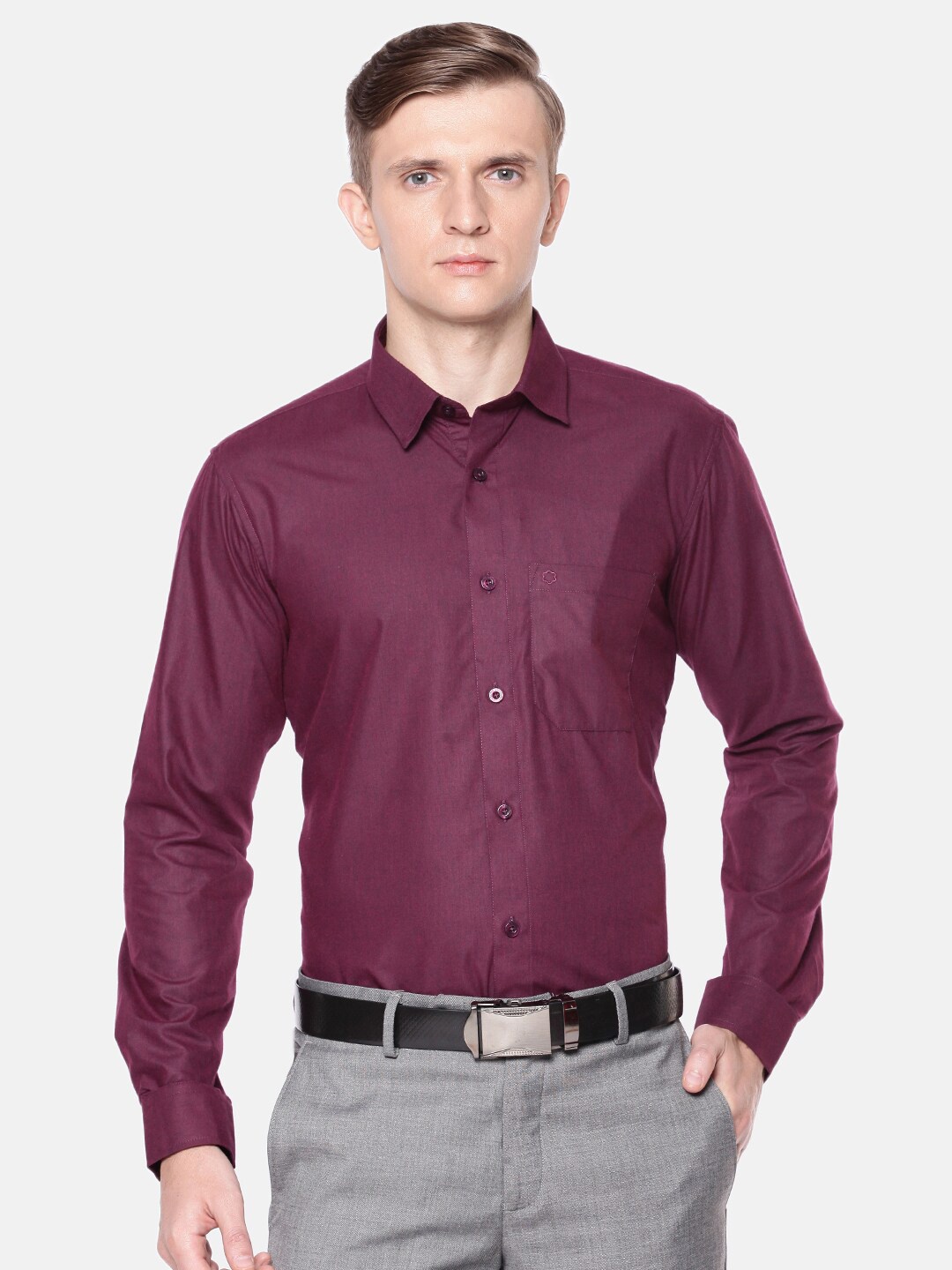 

Jansons Men Regular Fit Formal Shirt, Burgundy