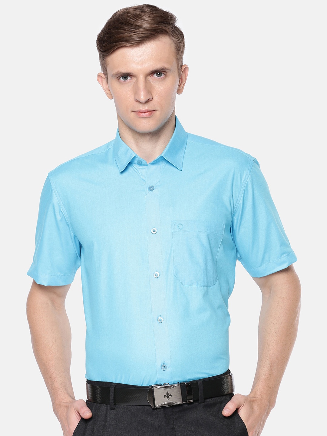 

Jansons Men Regular Fit Formal Shirt, Turquoise blue