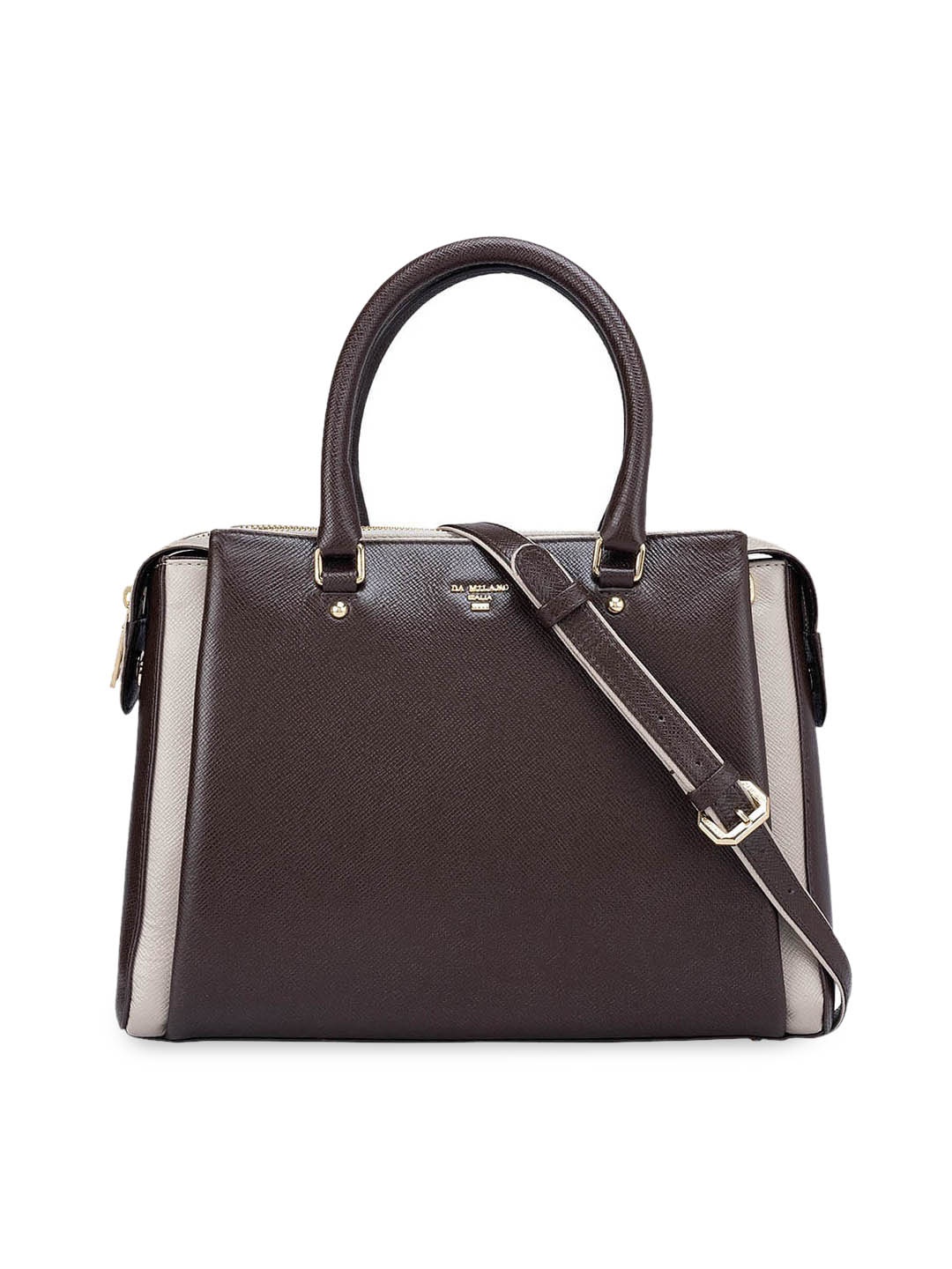 

Da Milano Textured Leather Structured Handheld Bag, Brown