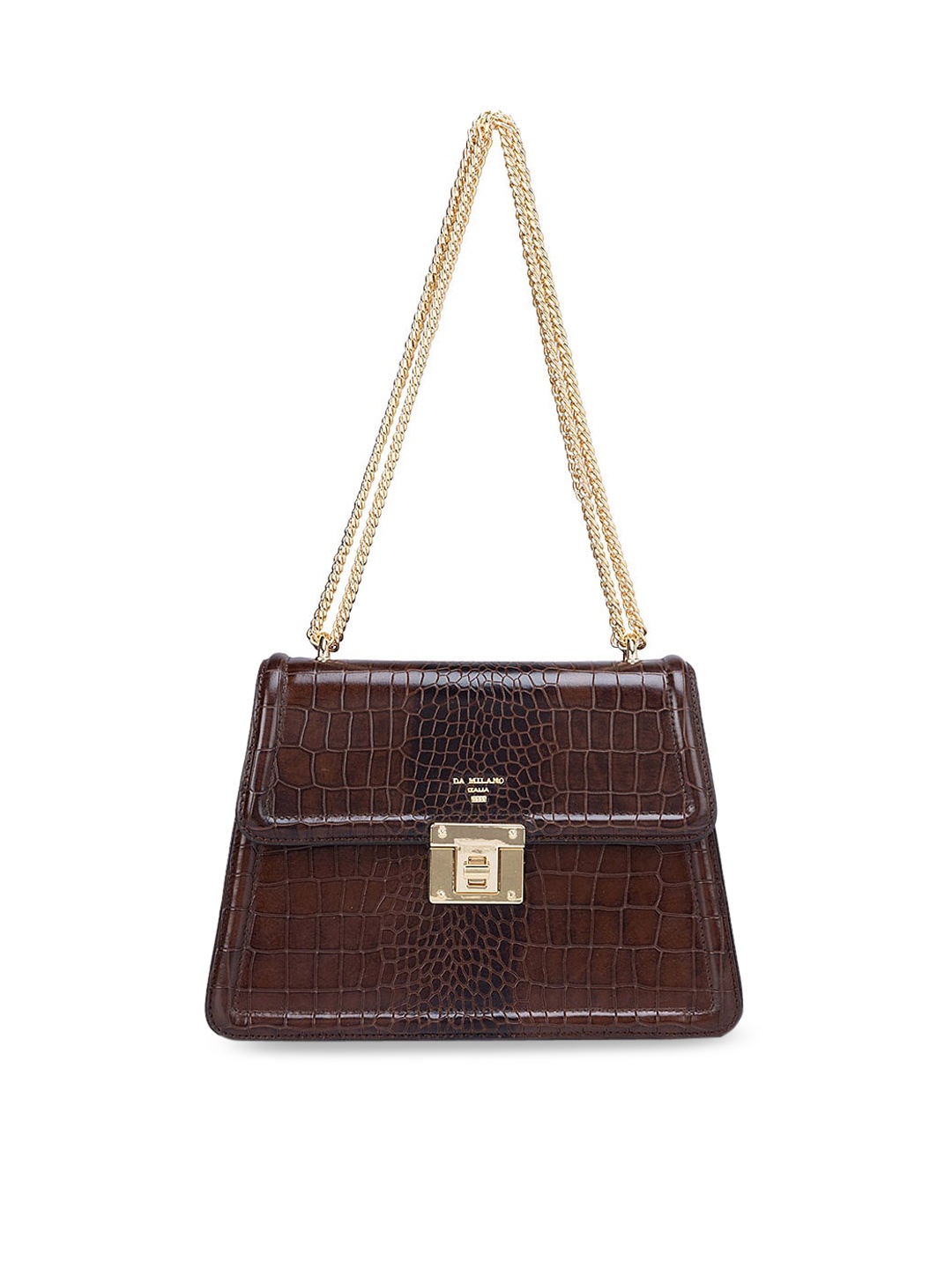 

Da Milano Textured Leather Structured Sling Bag, Brown
