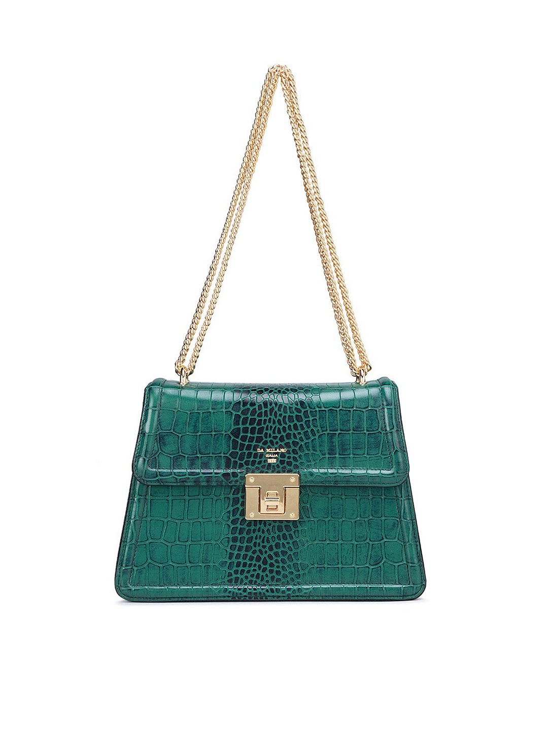 

Da Milano Women Animal Textured Leather Shopper Sling Bag, Sea green