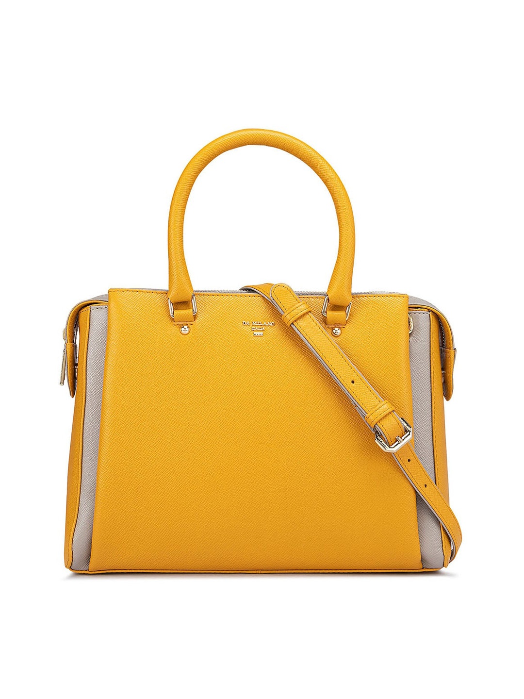 

Da Milano Women Colourblocked Leather Oversized Structured Handheld Bag, Yellow