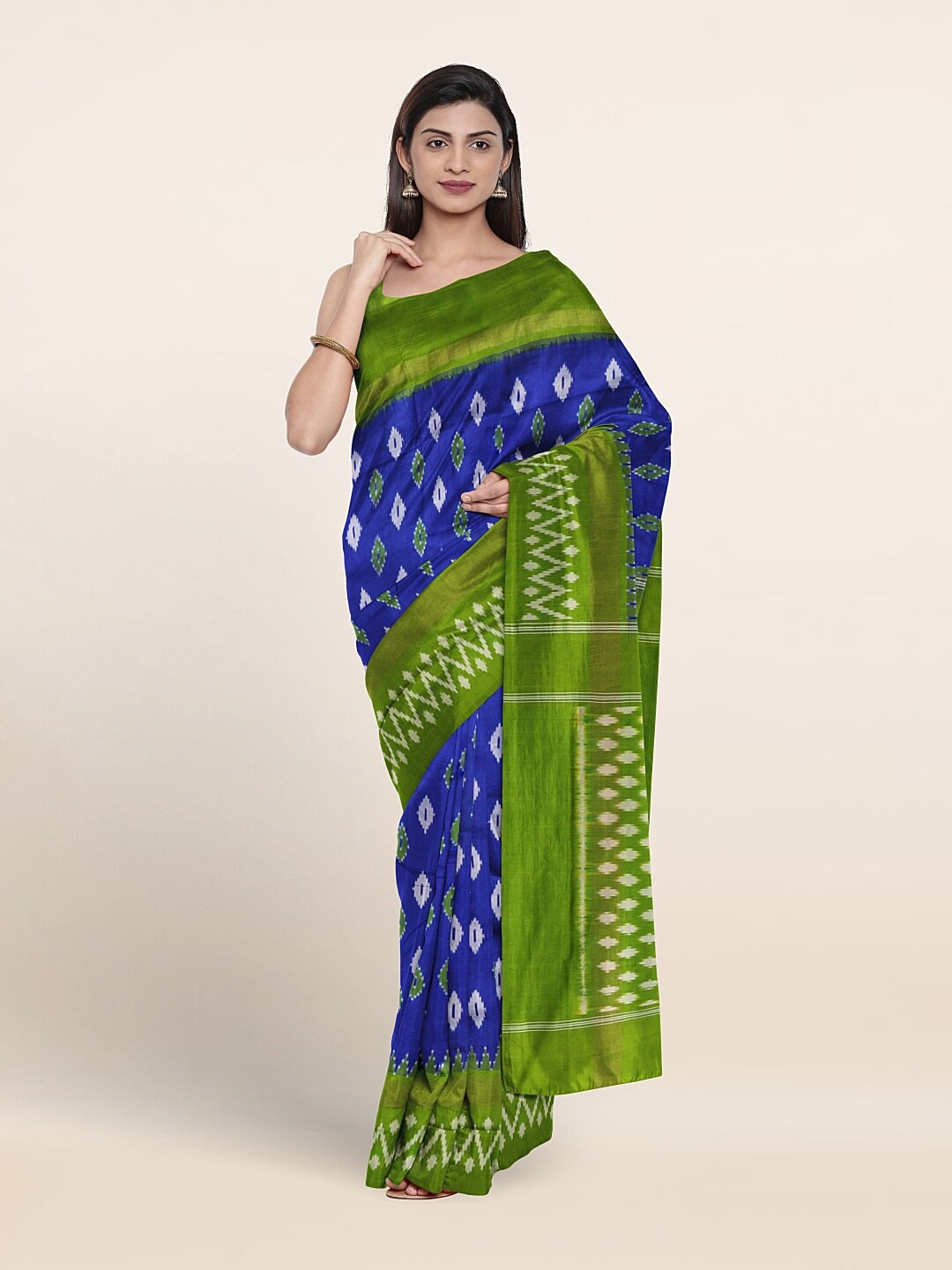 

Pothys Ethnic Motifs Printed Pure Silk Saree, Blue