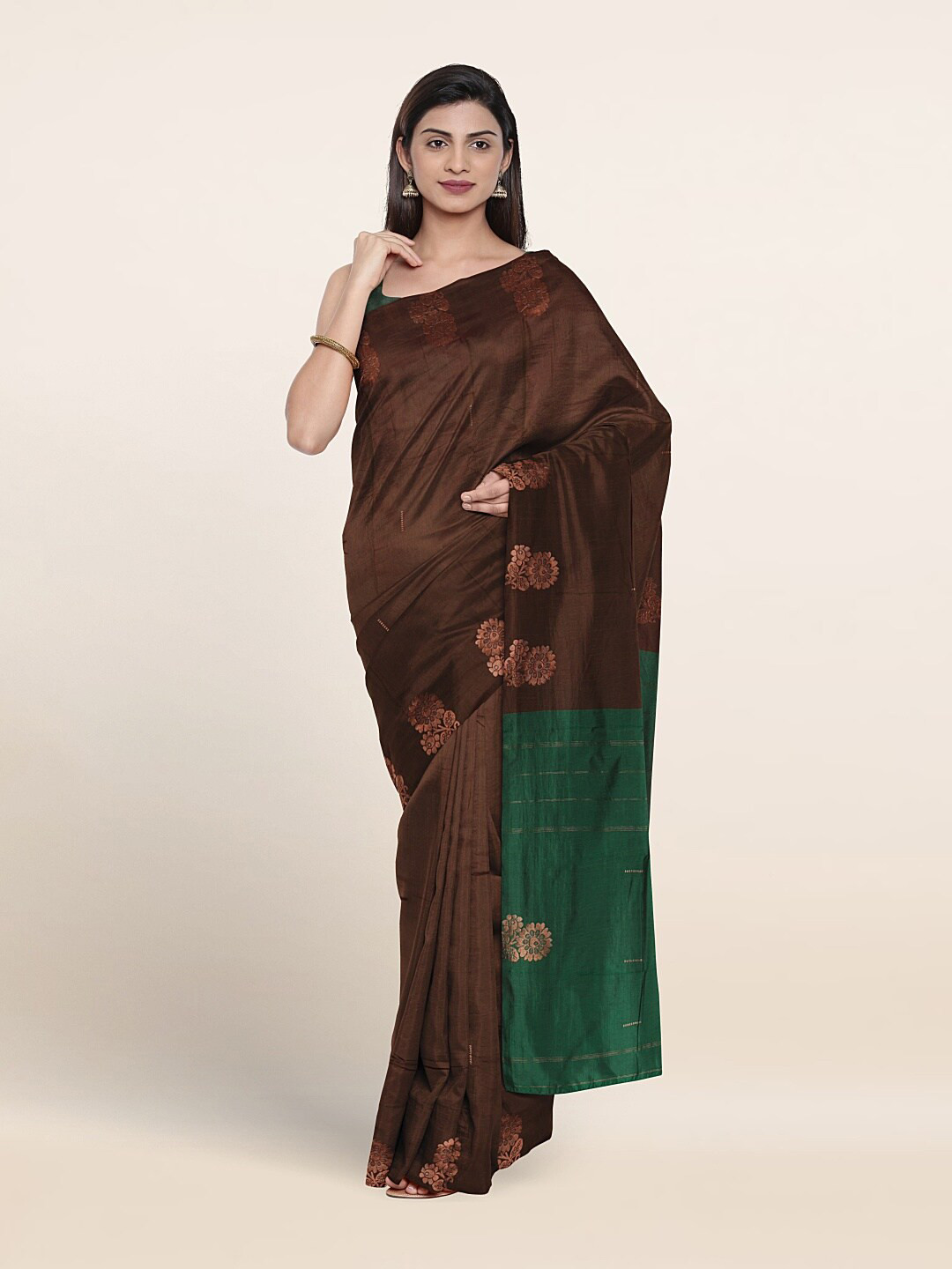 

Pothys Woven Design Zari Art Silk Saree, Brown