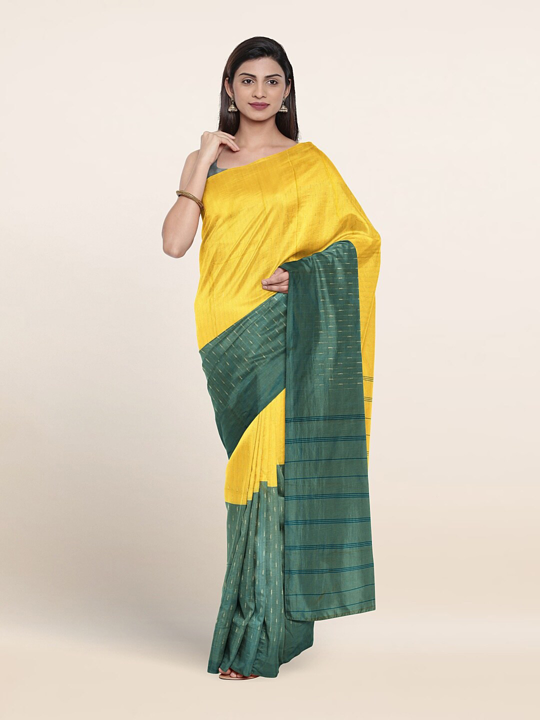 

Pothys Woven Design Art Silk Saree, Yellow