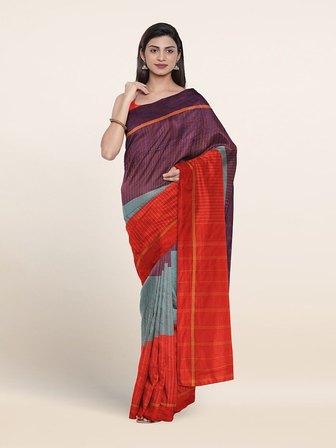 

Pothys Art Silk Half and Half Saree, Purple