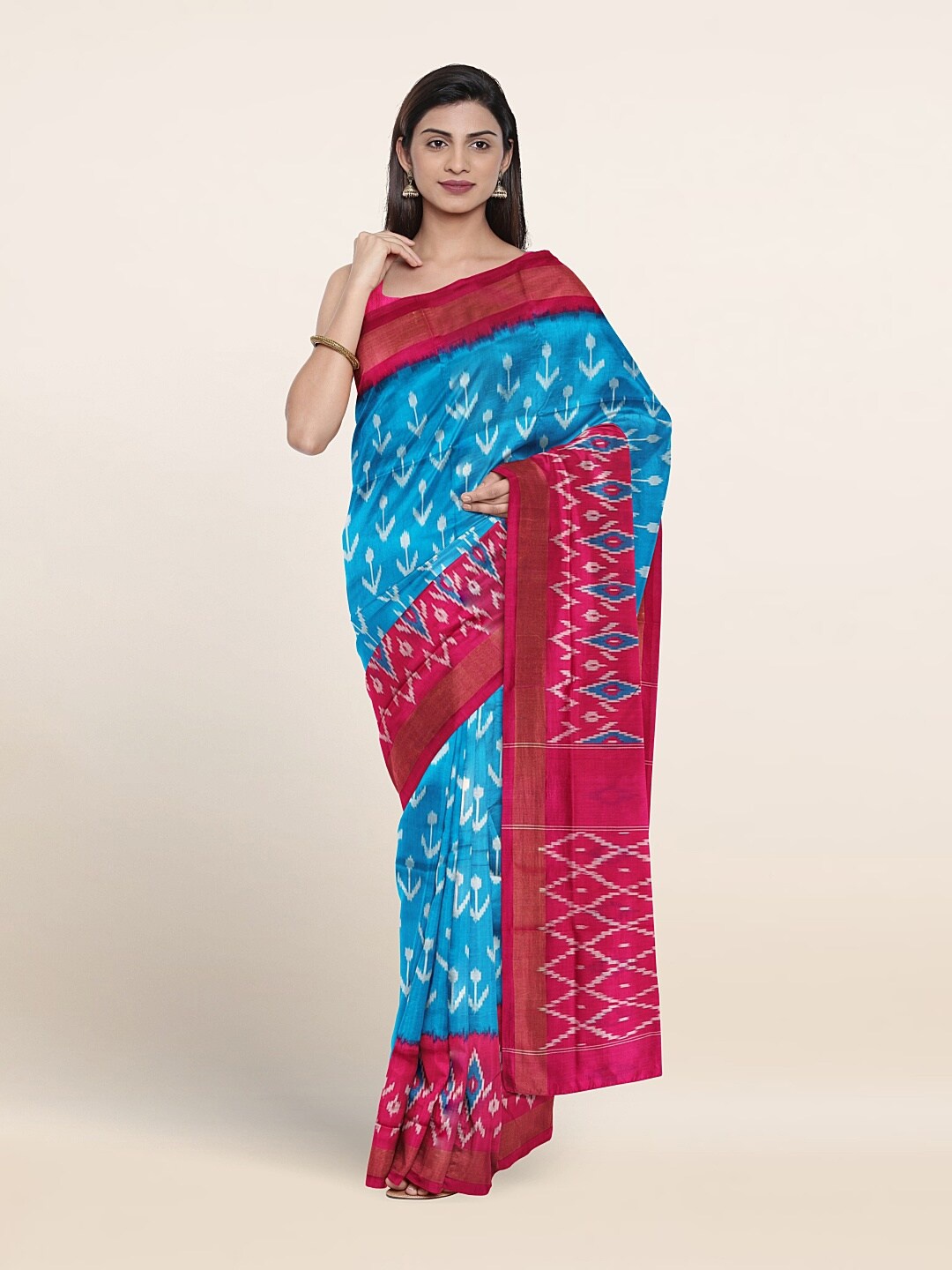 

Pothys Floral Zari Pure Silk Saree, Blue