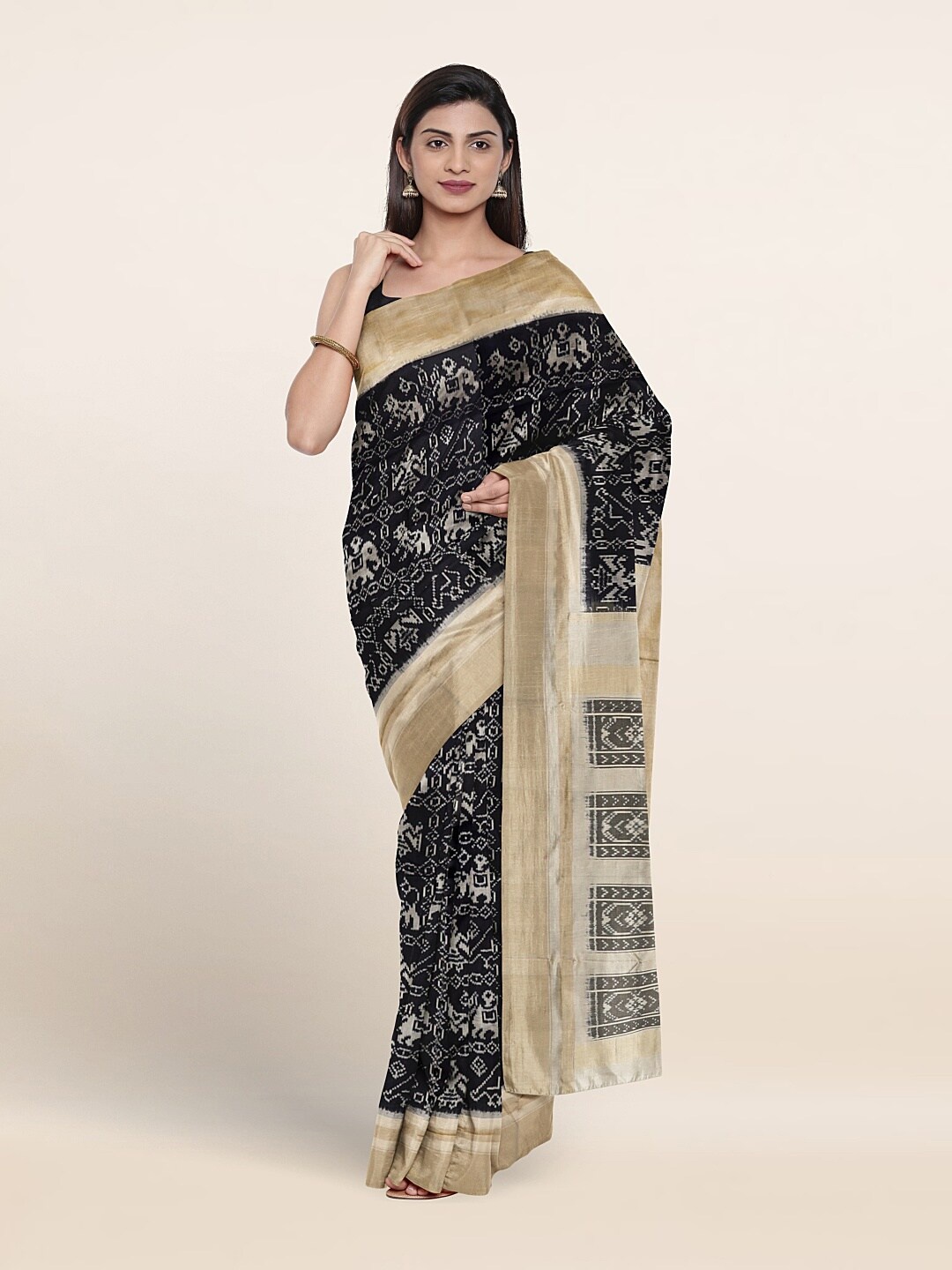 

Pothys Ethnic Motifs Zari Pure Silk Saree, Navy blue