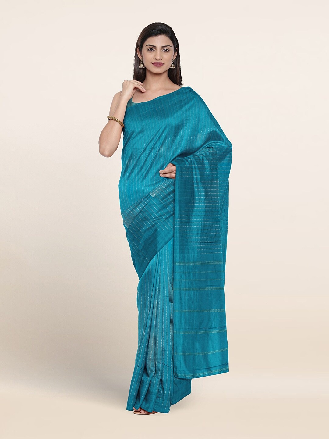 

Pothys Striped Art Silk Saree, Blue