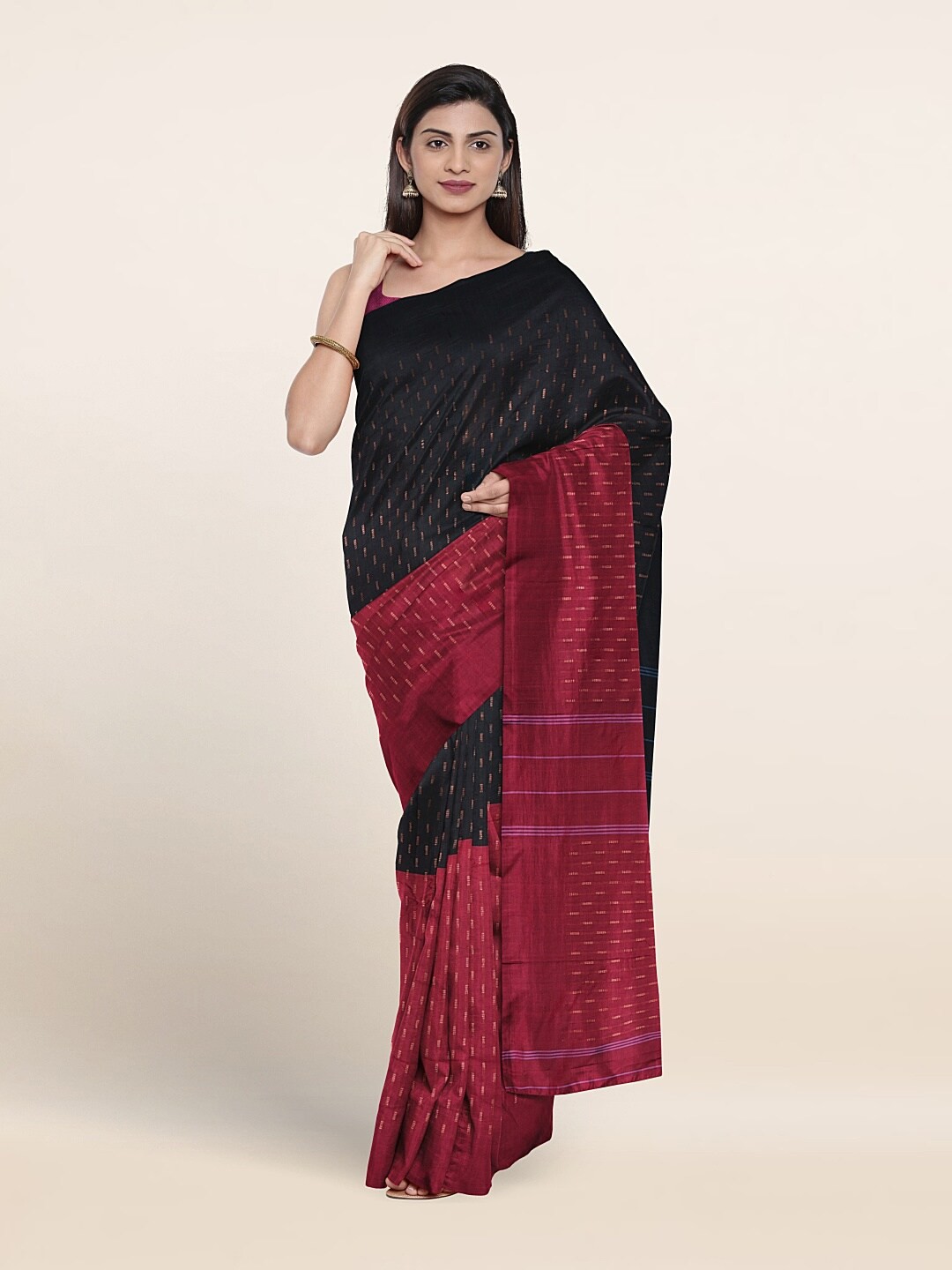 

Pothys Woven Design Zari Art Silk Saree, Black