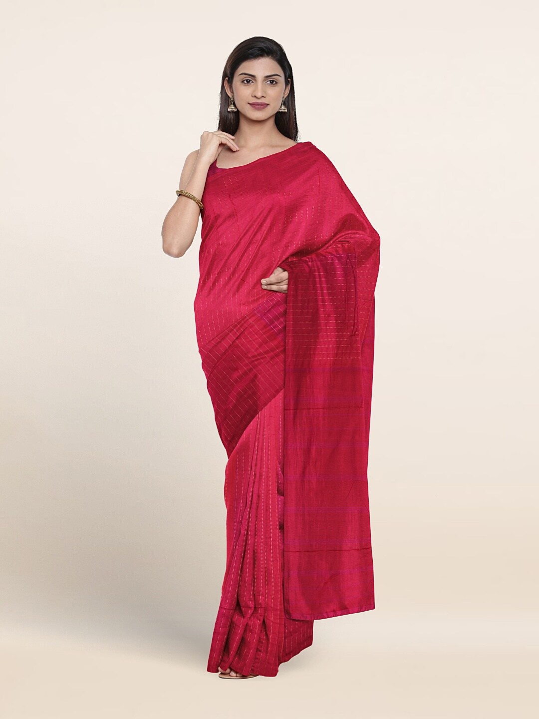 

Pothys Woven Design Zari Art Silk Half and Half Saree, Pink