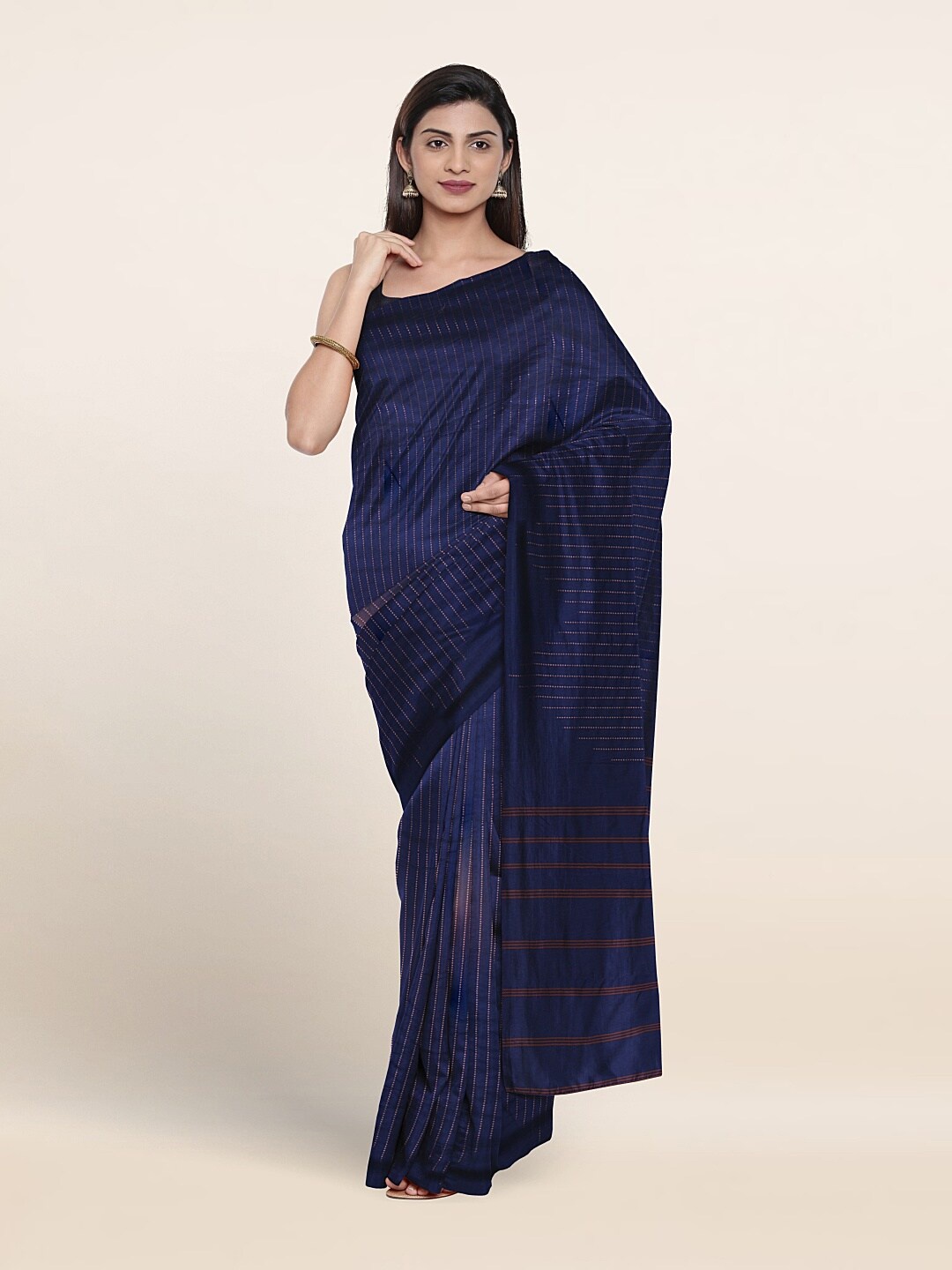 

Pothys Striped Art Silk Saree, Blue