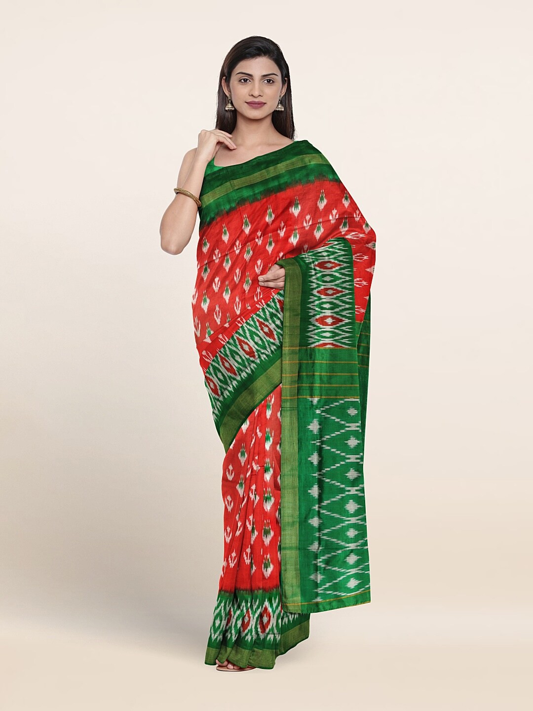 

Pothys Floral Zari Pure Silk Saree, Red