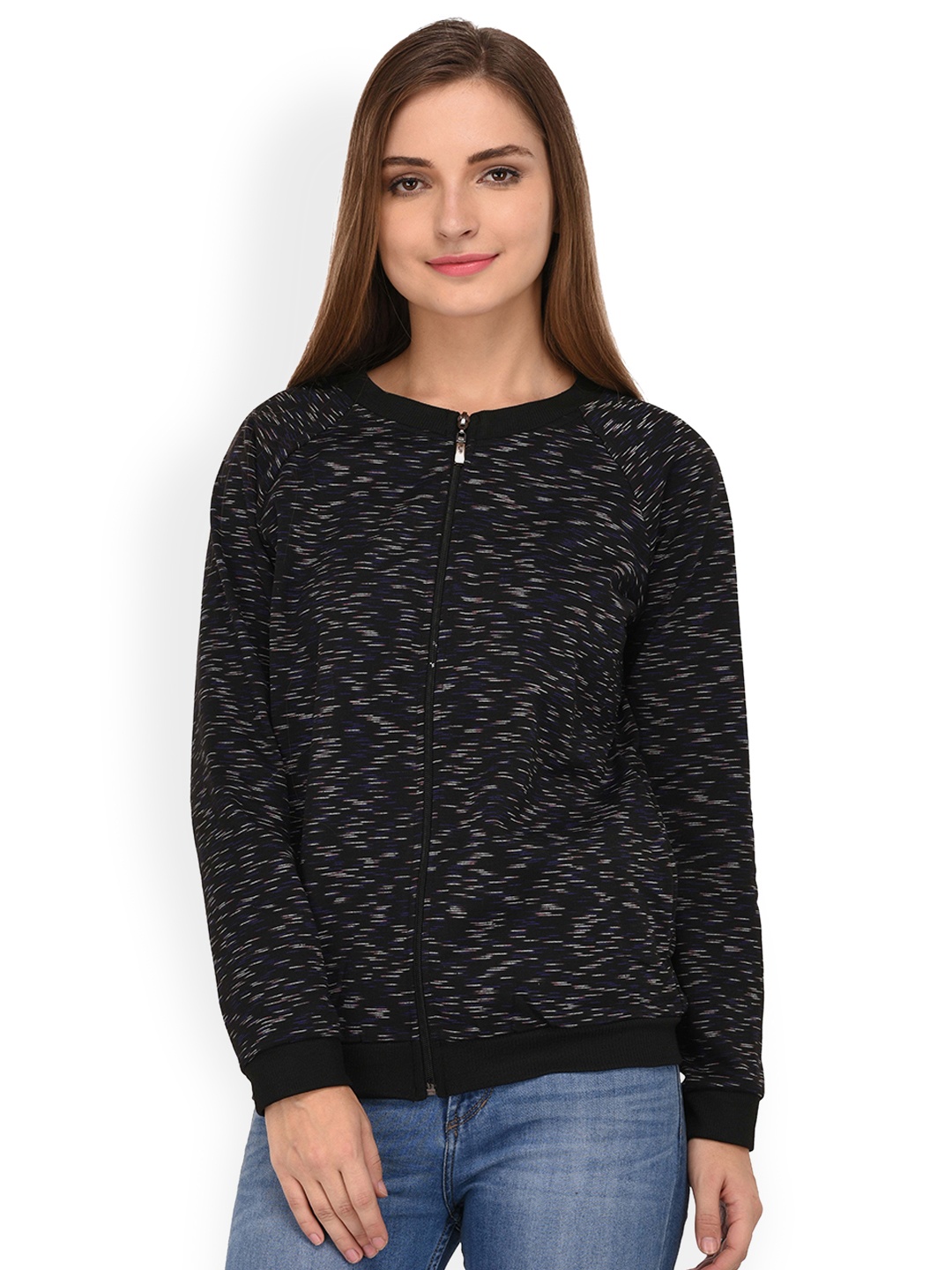 

PURYS Women Black Printed Bomber Jacket