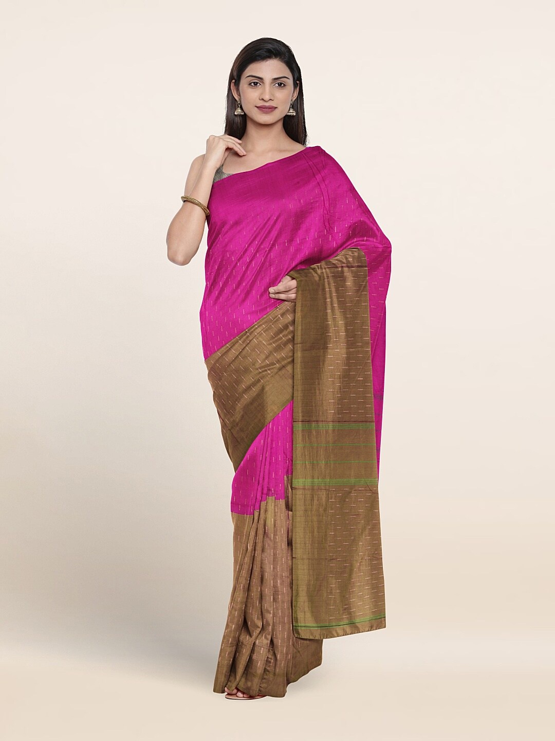 

Pothys Striped Art Silk Saree, Pink
