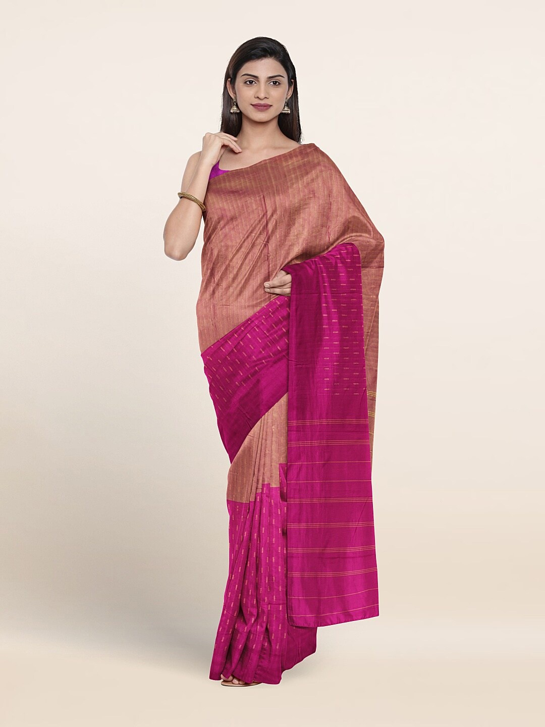 

Pothys Striped Art Silk Saree, Mauve