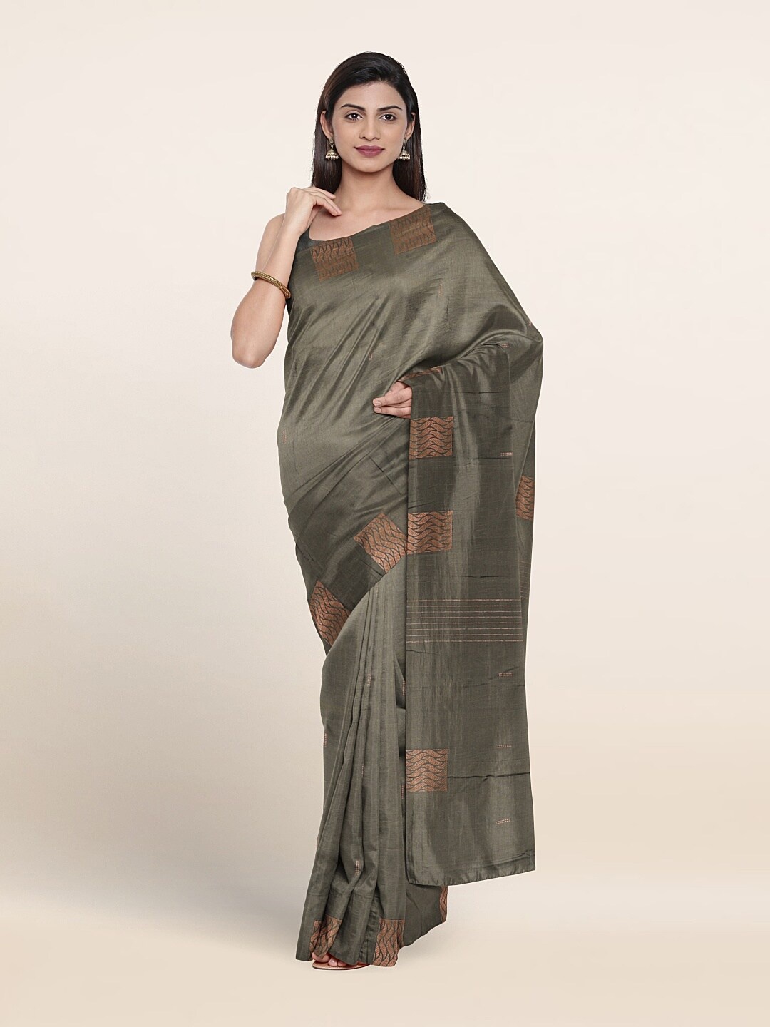 

Pothys Woven Design Zari Art Silk Saree, Grey