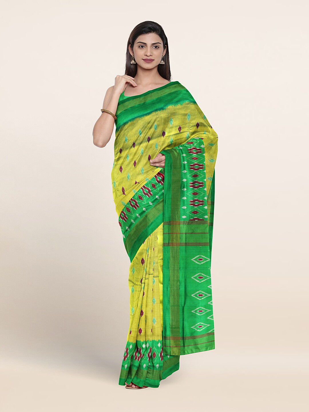 

Pothys Zari Pure Silk Saree, Green