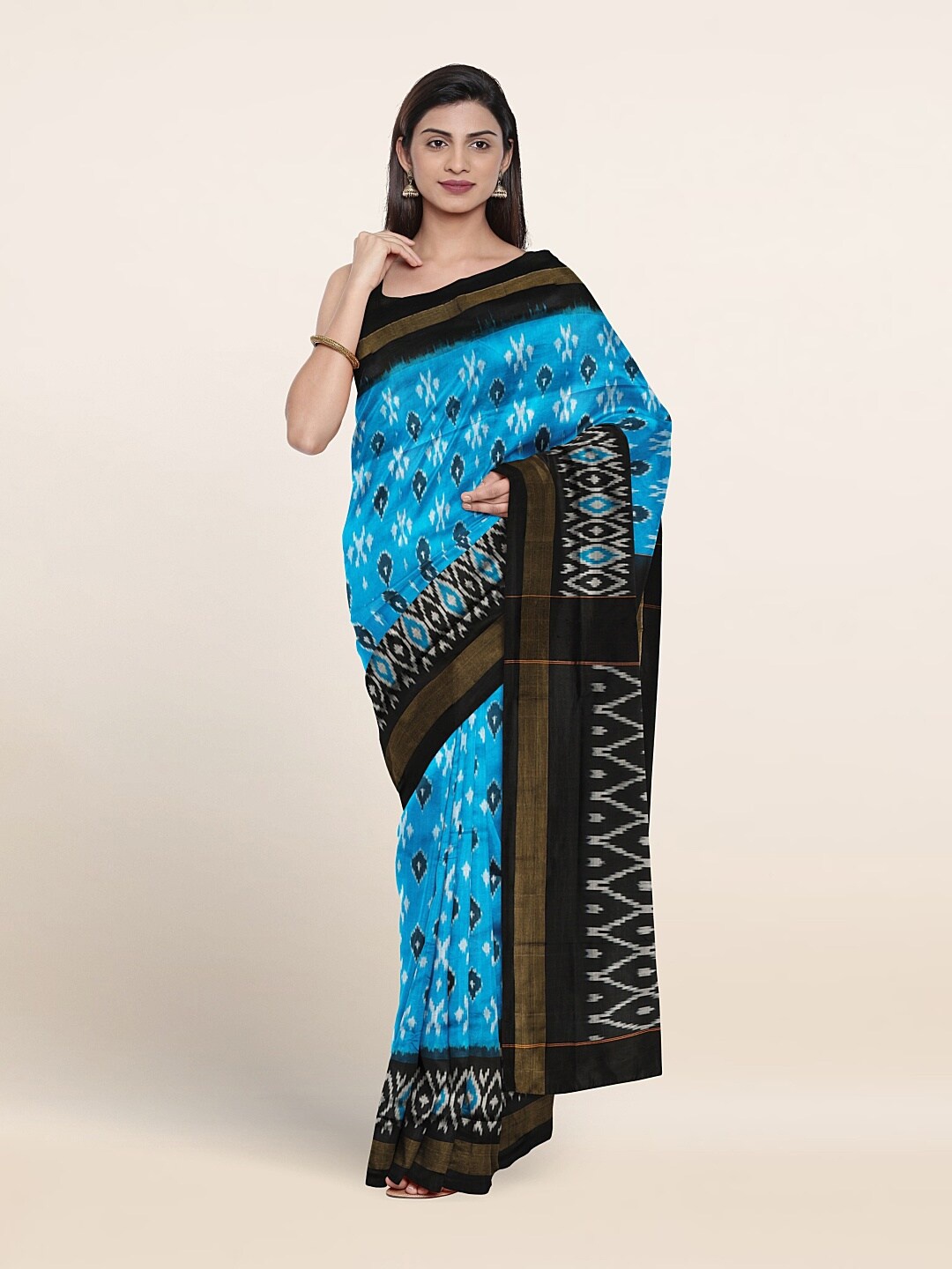 

Pothys Floral Zari Pure Silk Saree, Blue