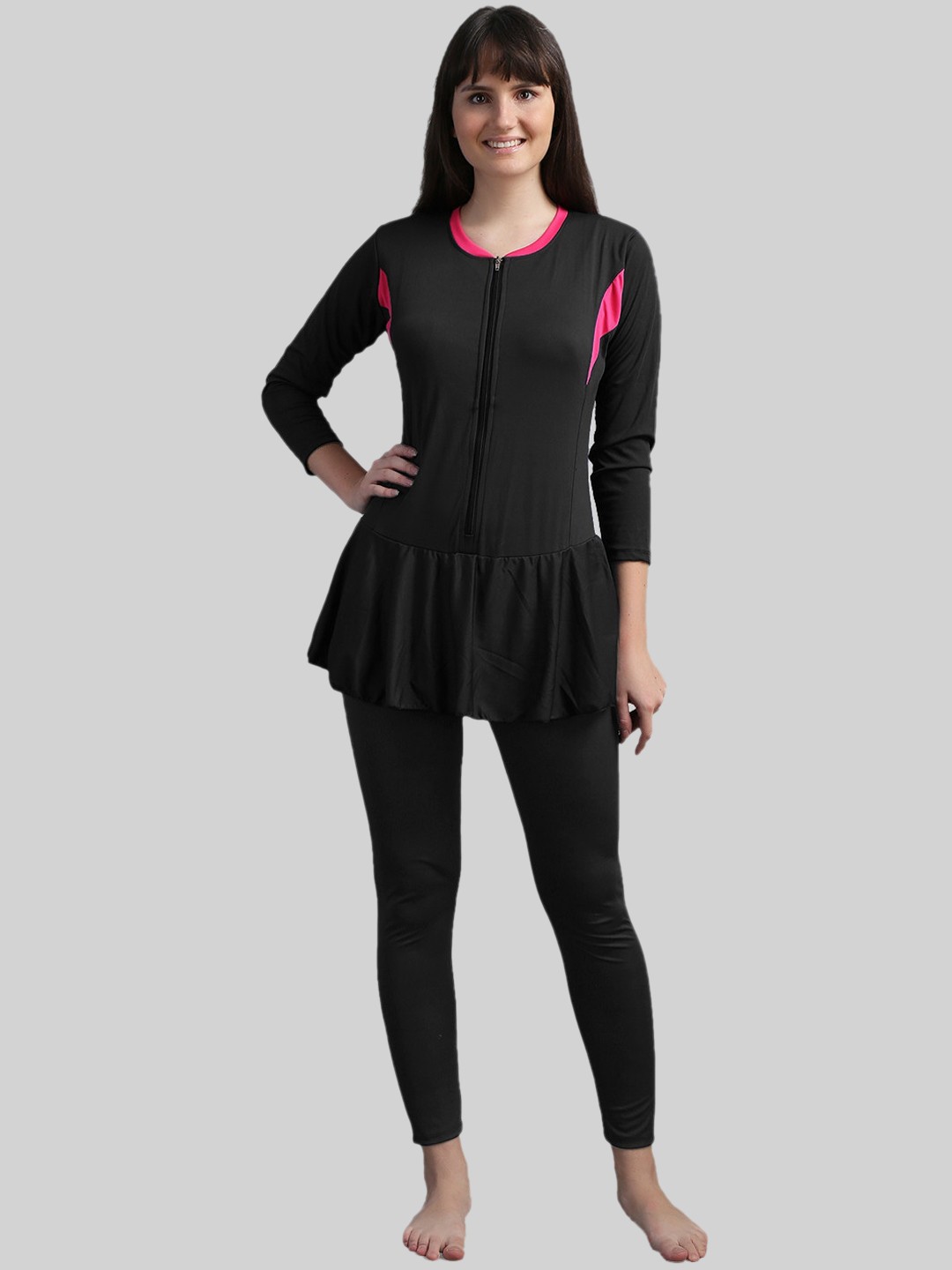 

N-Gal Women Colourblocked Full length Padded Pantsuit, Black