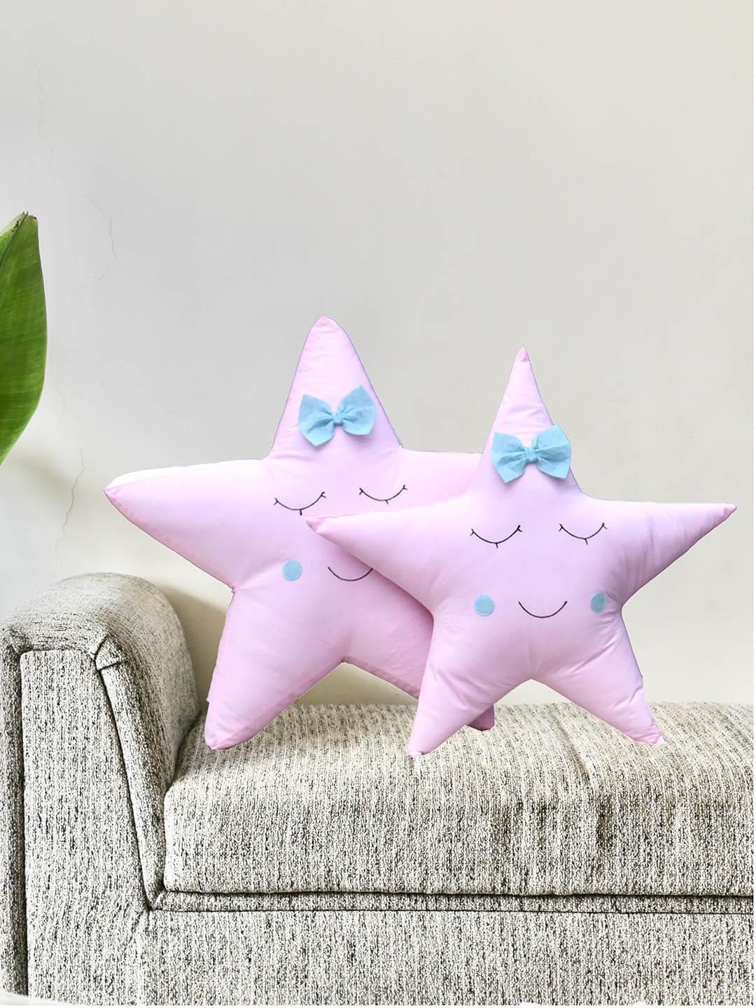 

My Gift Booth Kids 2-Pcs Pink Printed Cotton Cushions With Filler