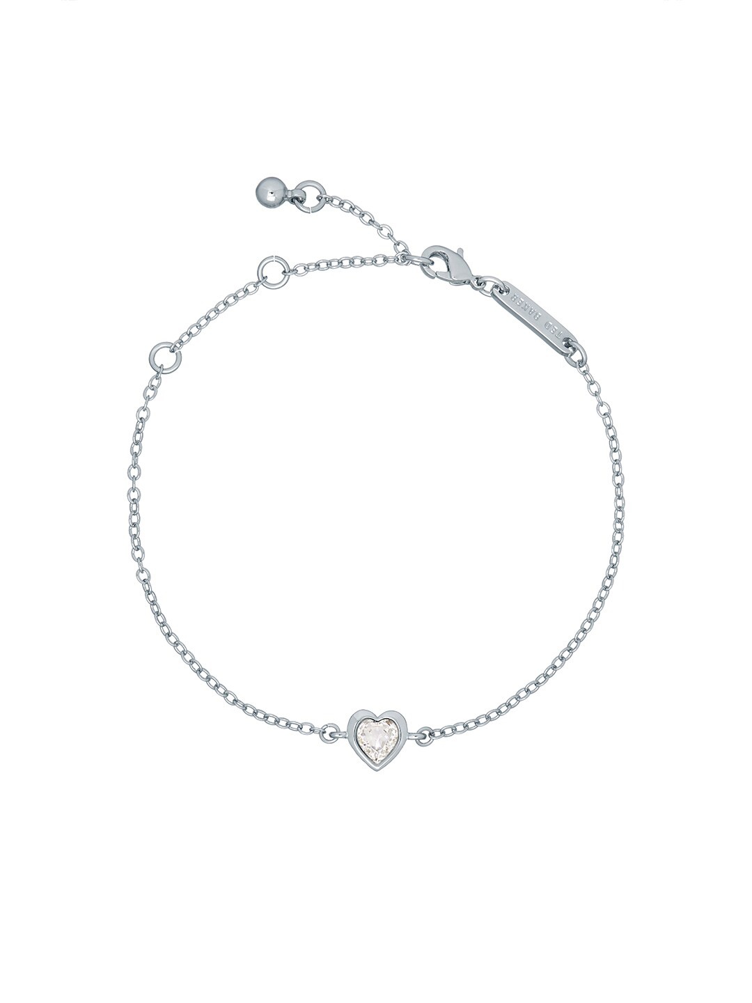 

Ted Baker Women Crystal Heart Brass Link Bracelet, Silver