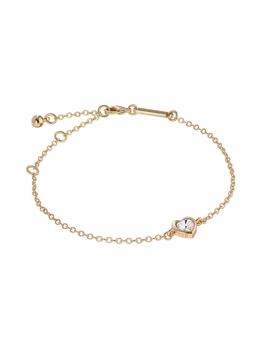 

Ted Baker Women Brass Crystal Heart Link Bracelet, Gold