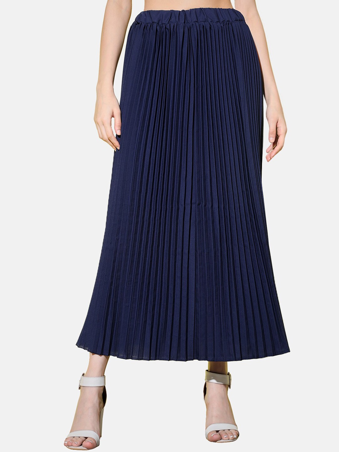

BUY NEW TREND Accordion Pleated Flared Maxi Skirt, Navy blue