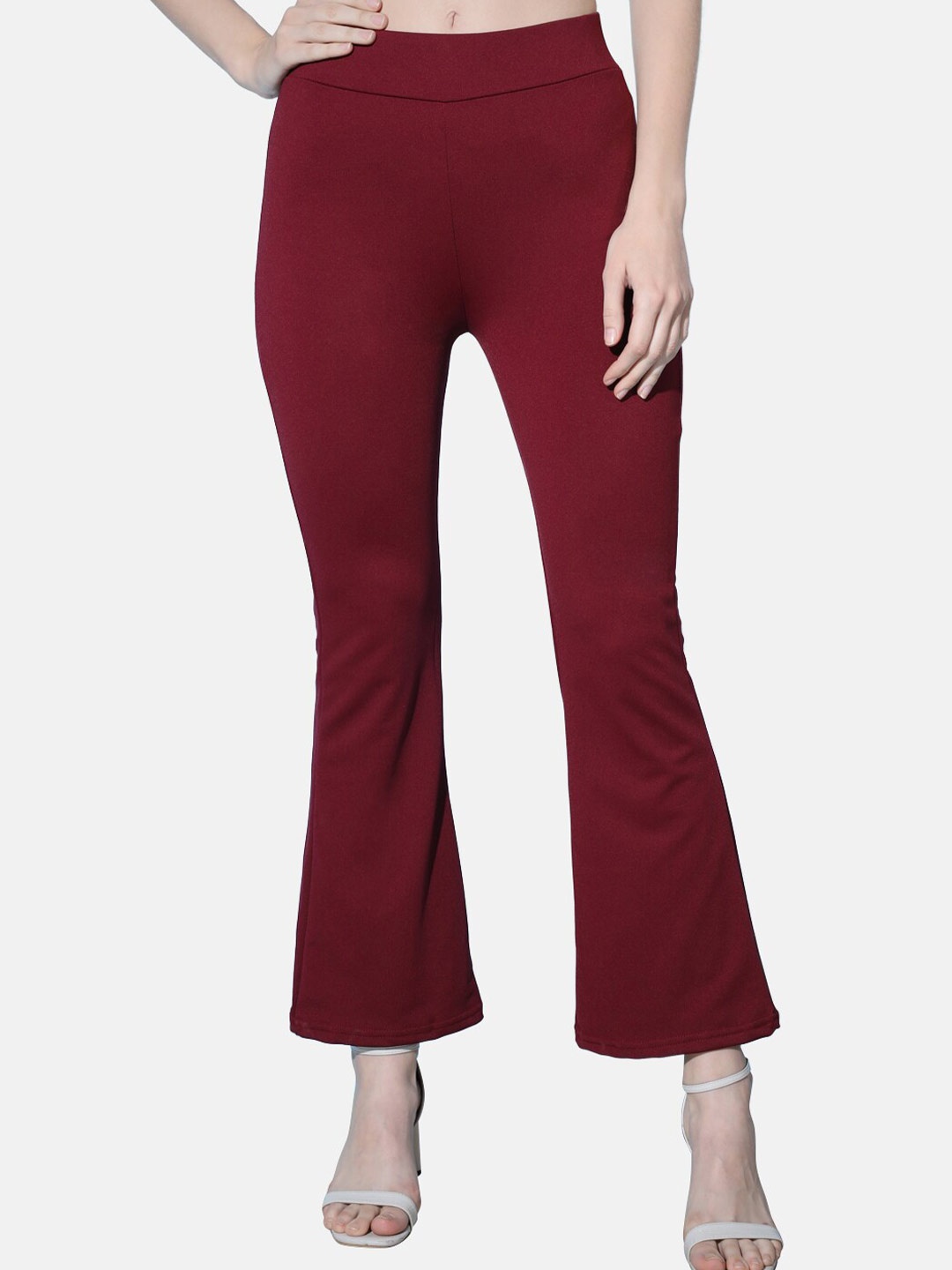 

BUY NEW TREND Women Slim Fit High-Rise Trousers, Maroon