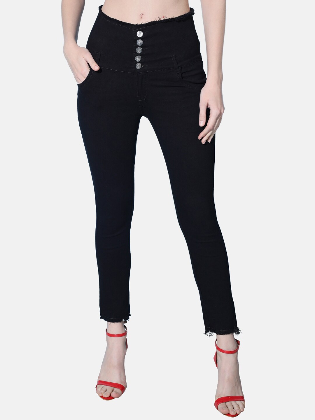 

BUY NEW TREND Women Skinny Fit High-Rise Stretchable Jeans, Black