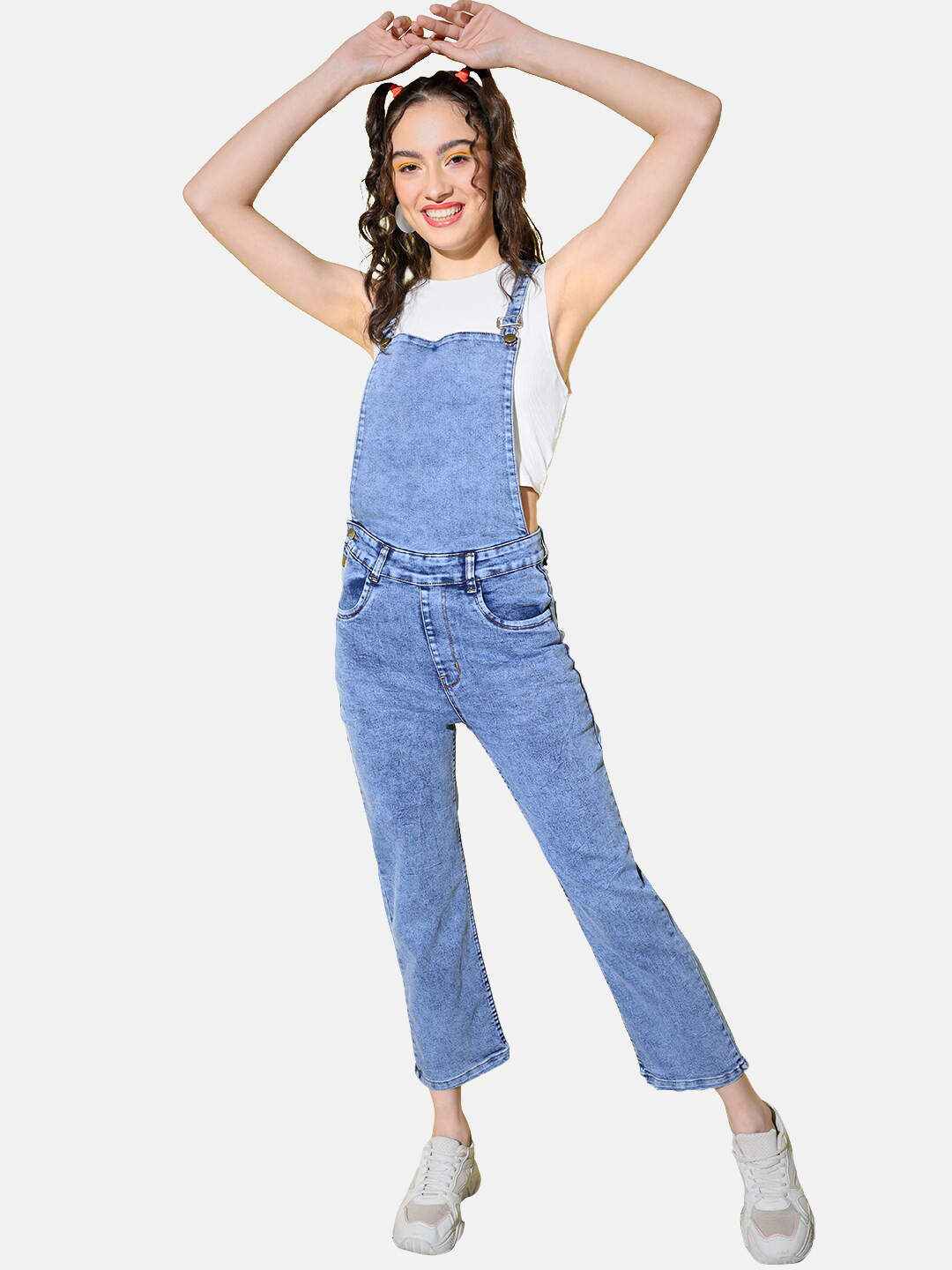 

BUY NEW TREND Women Cotton Cambric Denim Dungaree, Blue