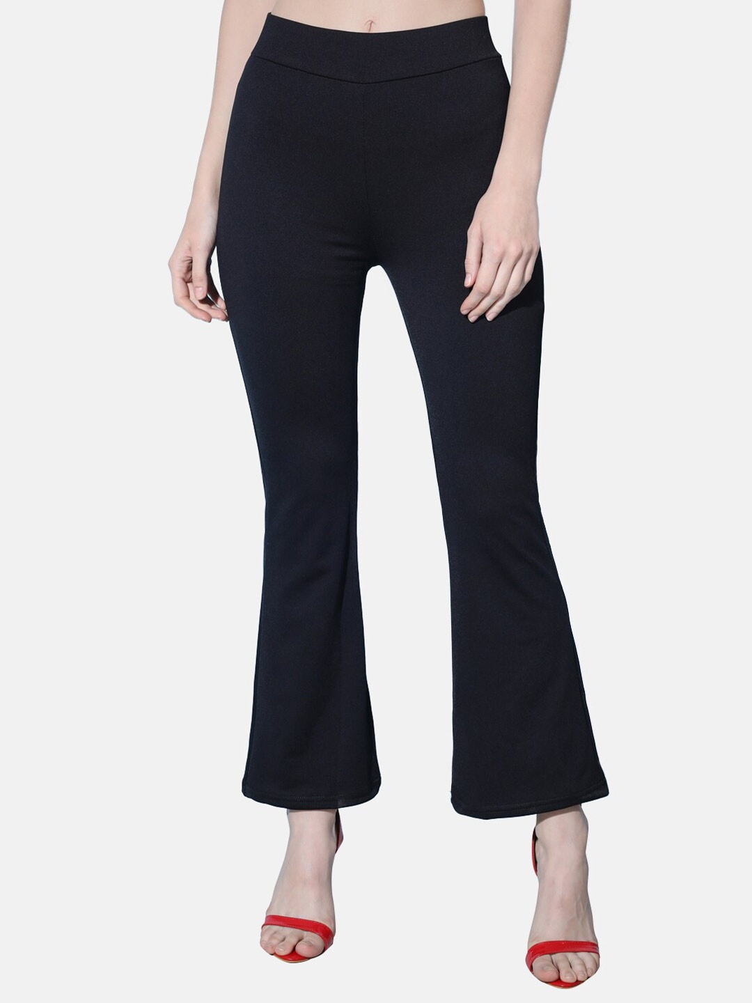 

BUY NEW TREND Women Slim Fit High-Rise Trousers, Black