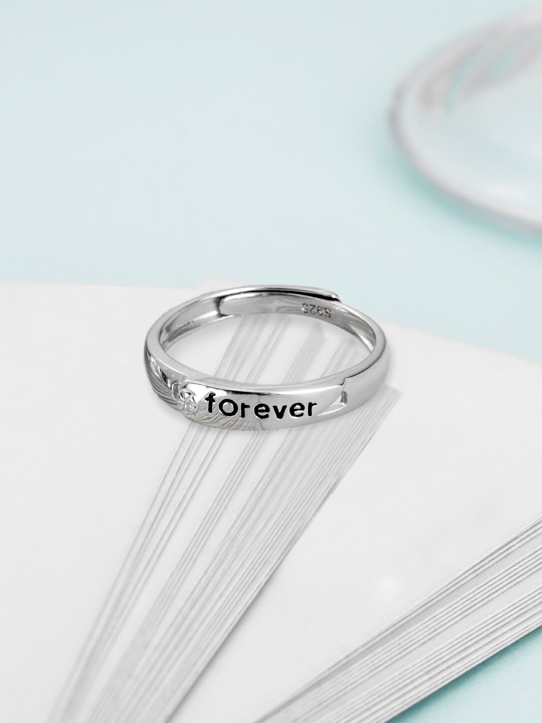 

Zavya Men Rhodium-Plated Adjustable Finger Ring, Silver