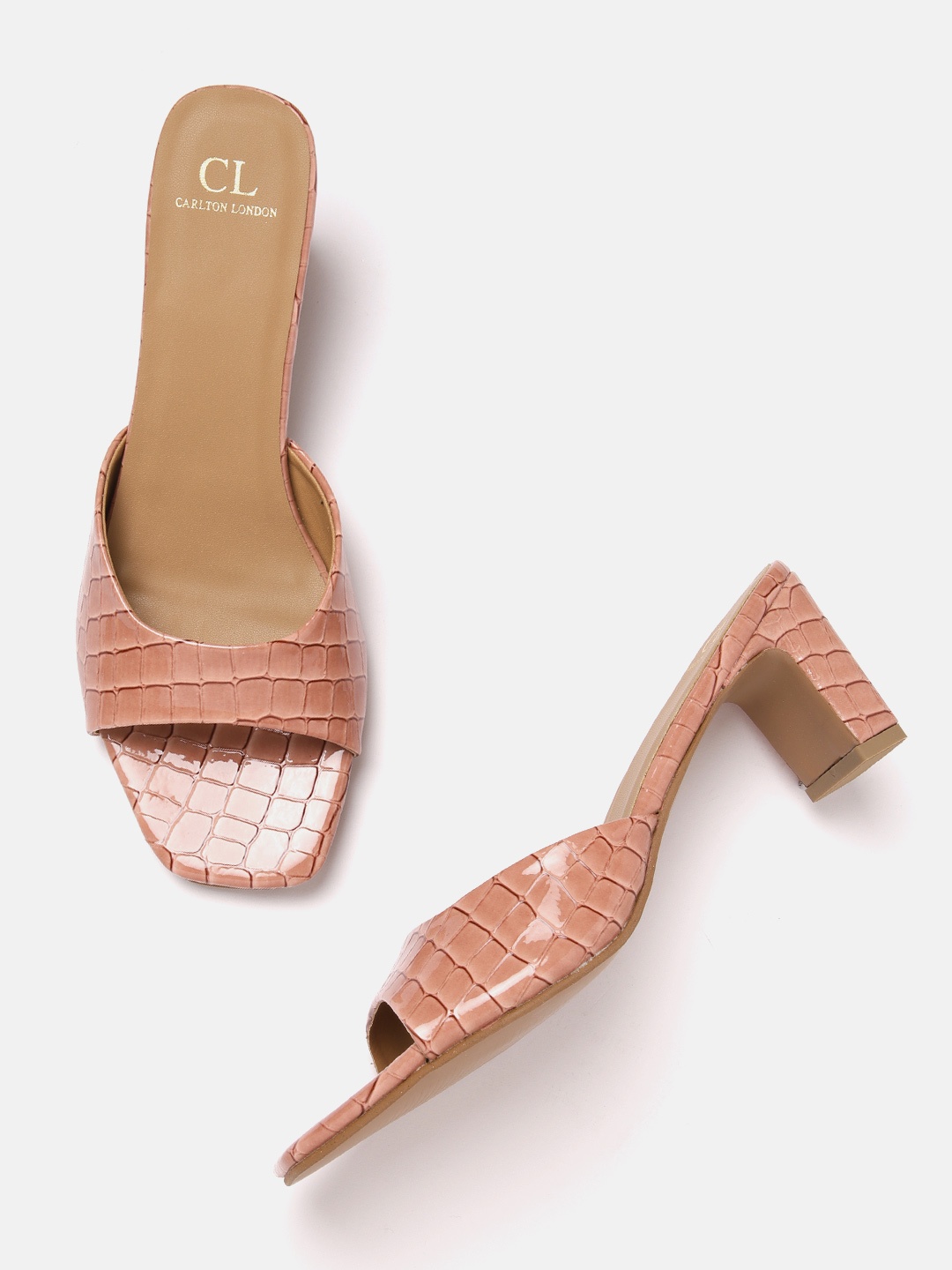 

Carlton London Croc Textured Block Heels, Rose