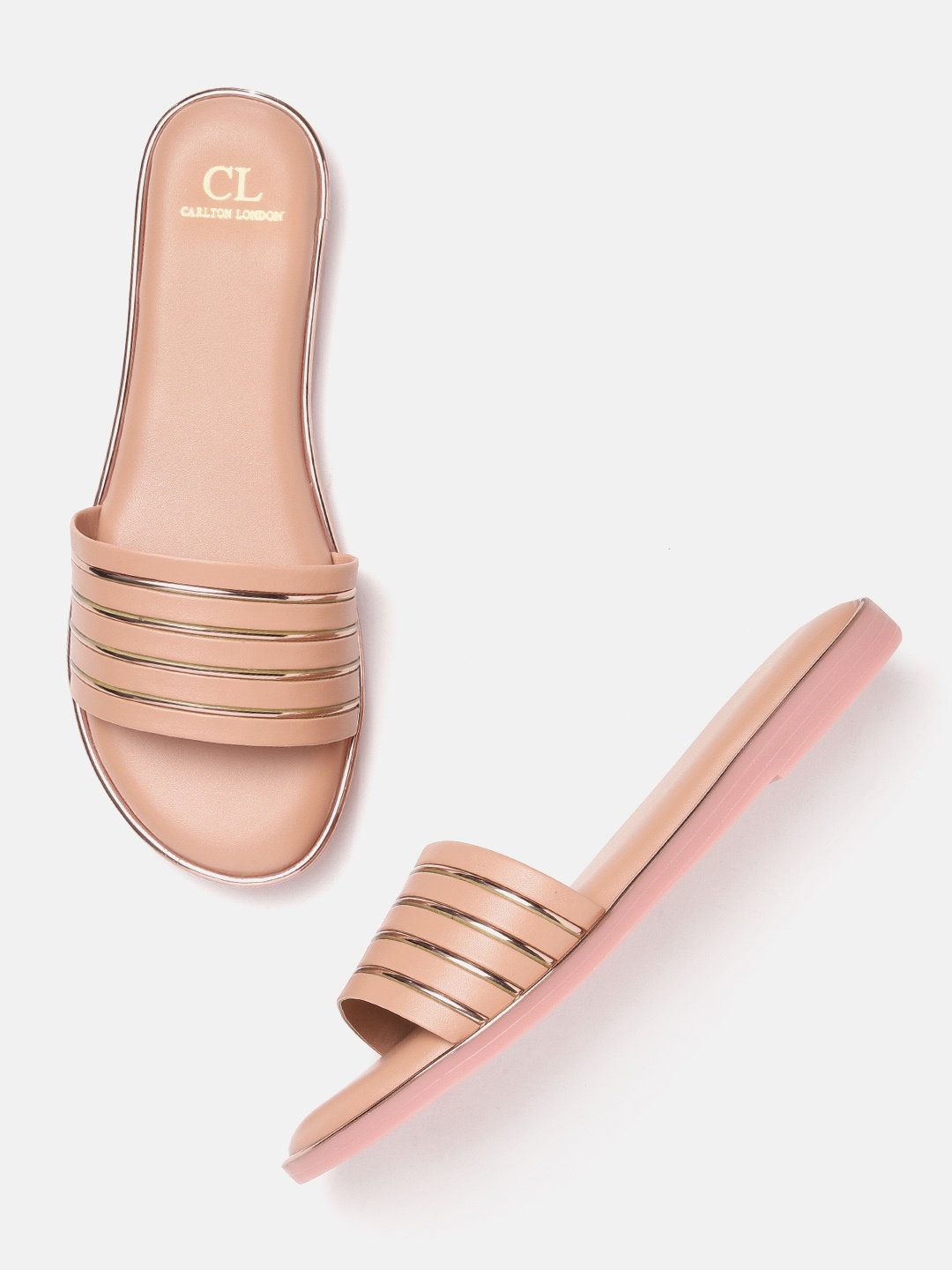 

Carlton London Striped Open Toe Flats, Peach