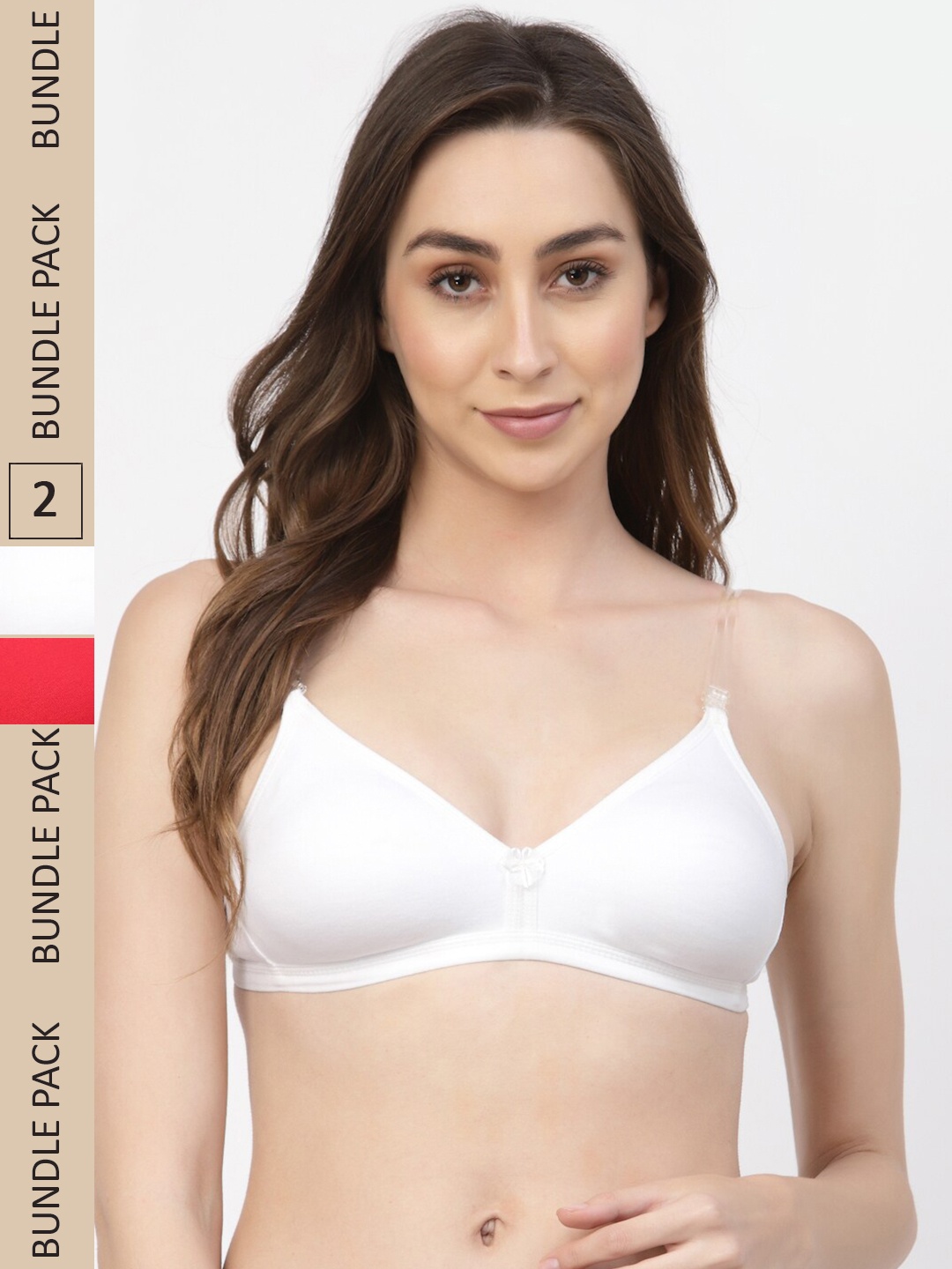 

Floret Pack of 2 Non Padded Non-Wired Seamless T-shirt Bra, White