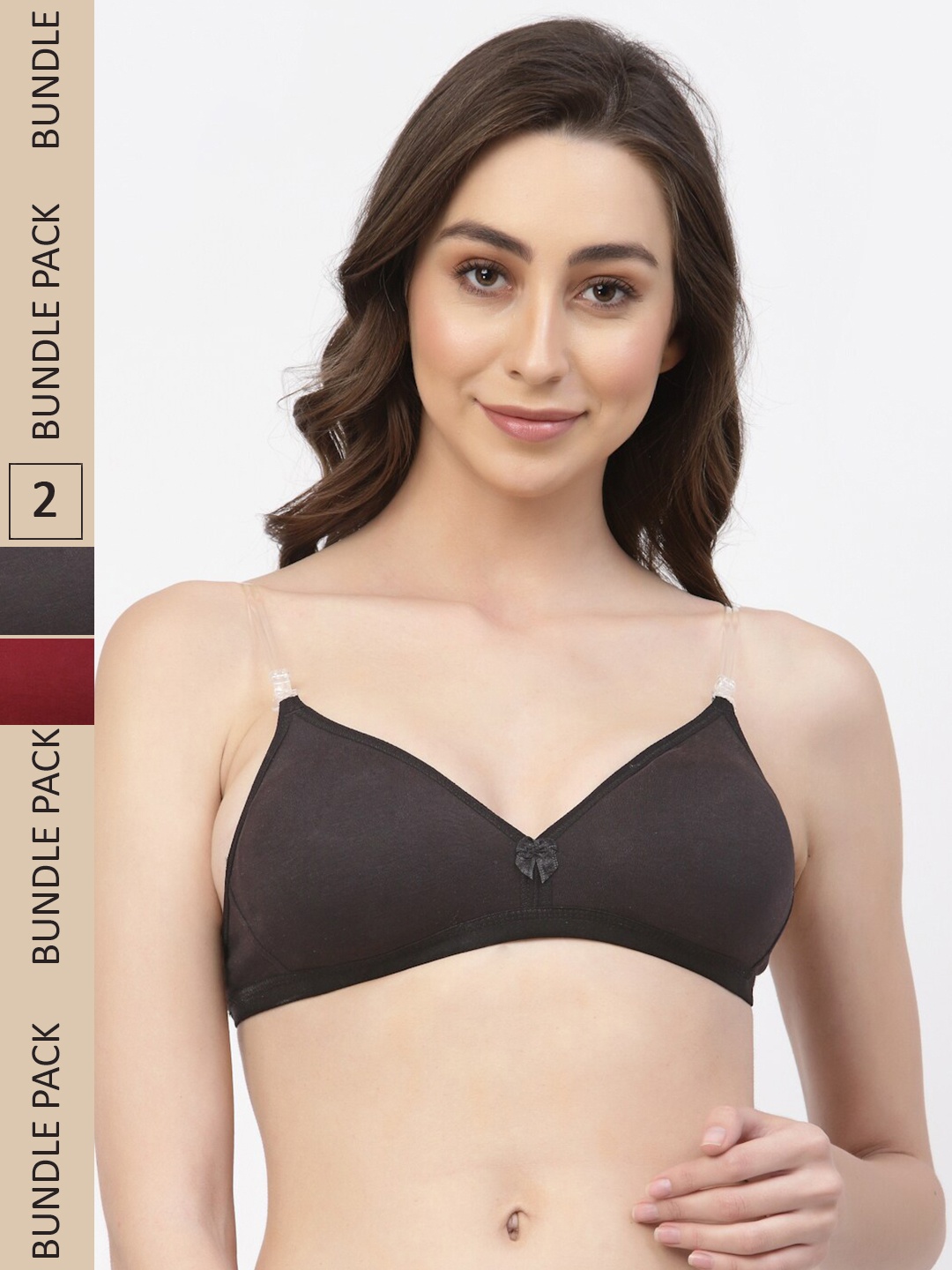 

Floret Pack Of 2 Non Padded Seamless T-shirt Bra, Black