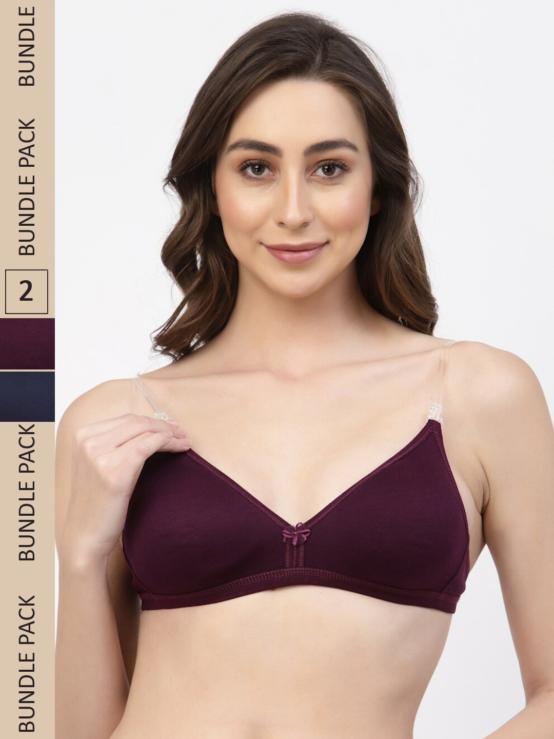 

Floret Pack Of 2 Non Padded Seamless T-shirt Bra, Burgundy