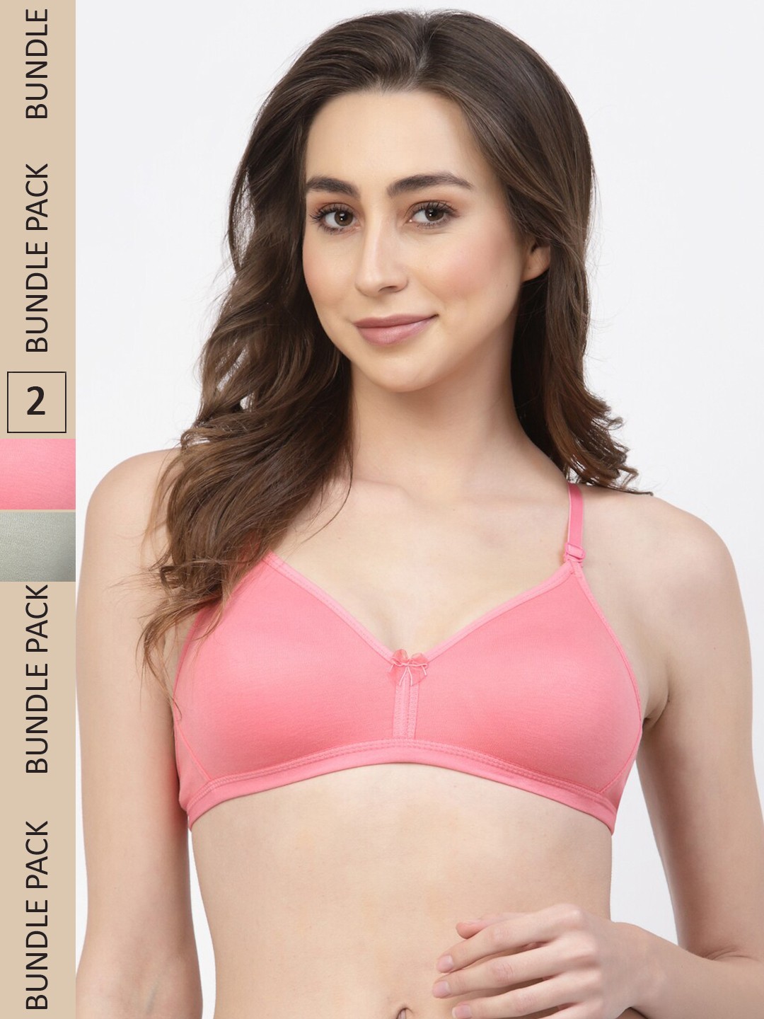 

Floret Pack Of 2 Non Padded Seamless T-shirt Bra, Pink
