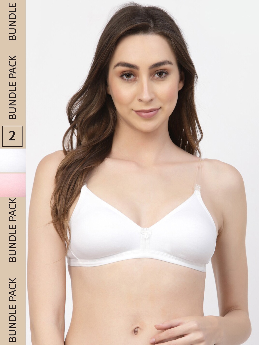 

Floret Pack Of 2 Non Padded Seamless Transparent Back Bra, White