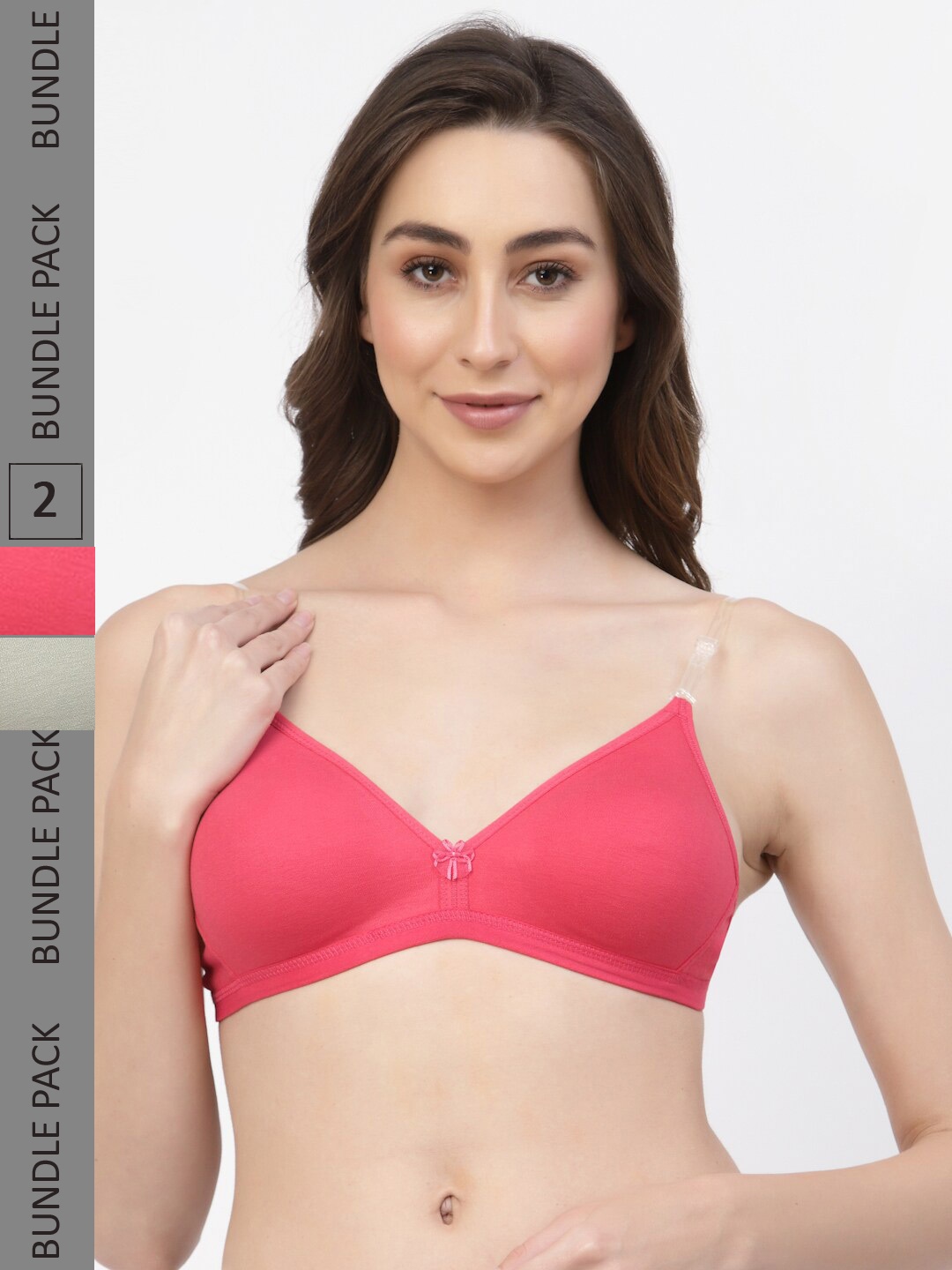 

Floret Pack Of 2 Solid Non Padded Seamless Bra, Rose