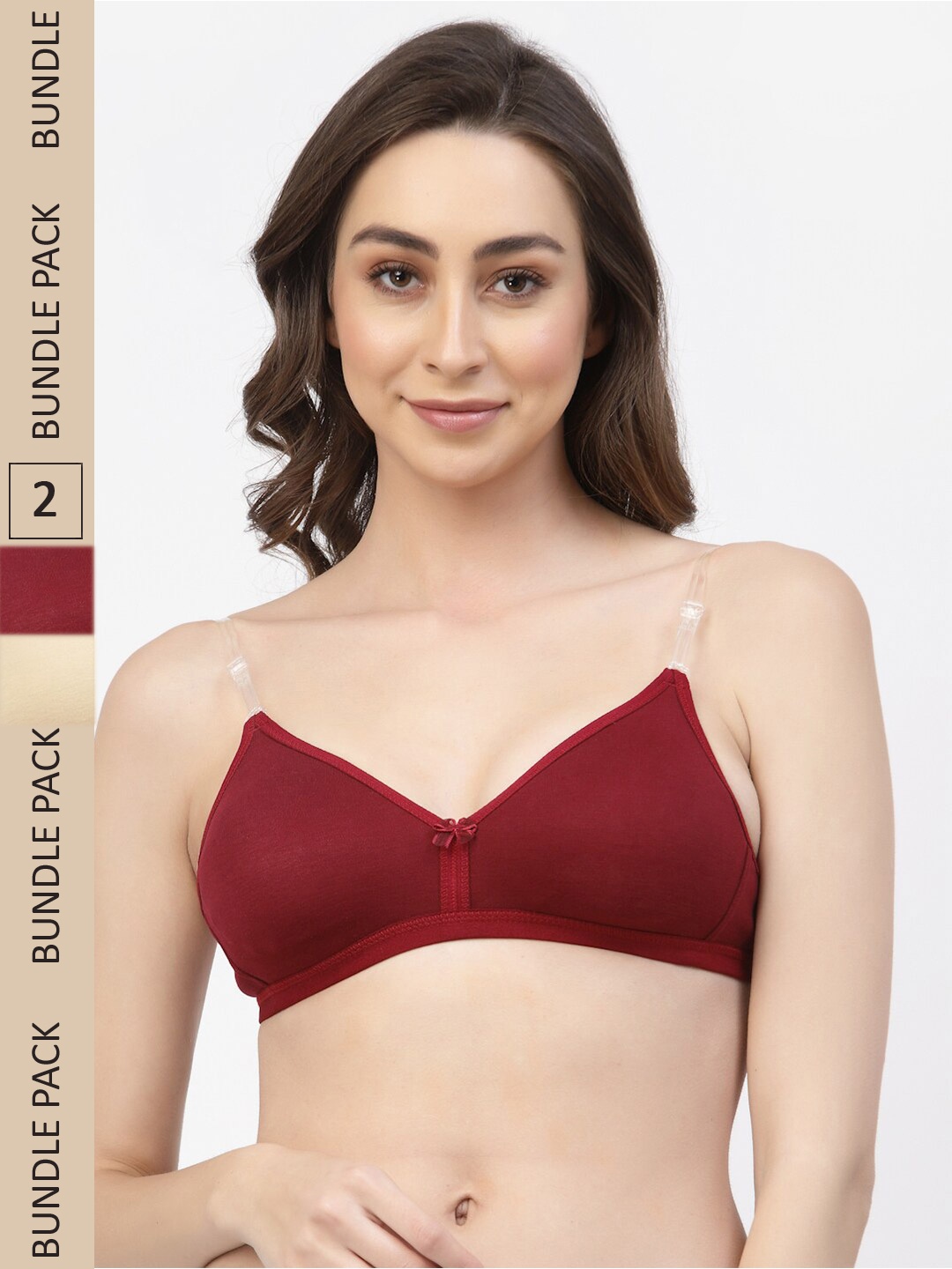 

Floret Pack Of 2 Non Padded Bra, Maroon